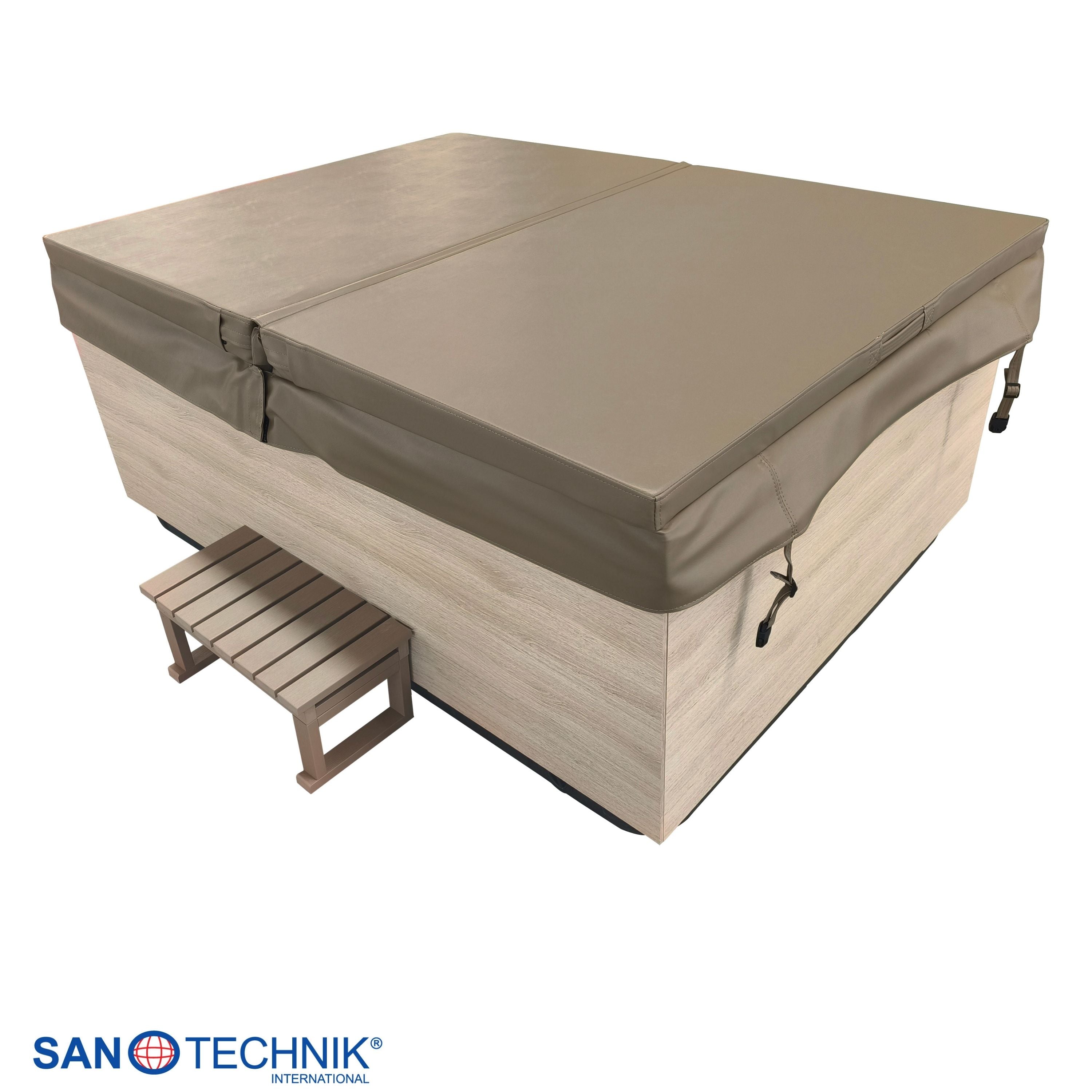 Outdoor Whirlpool ZADAR White inkl. Abdeckung & Stiege 190x140x70 cm frostsicher
