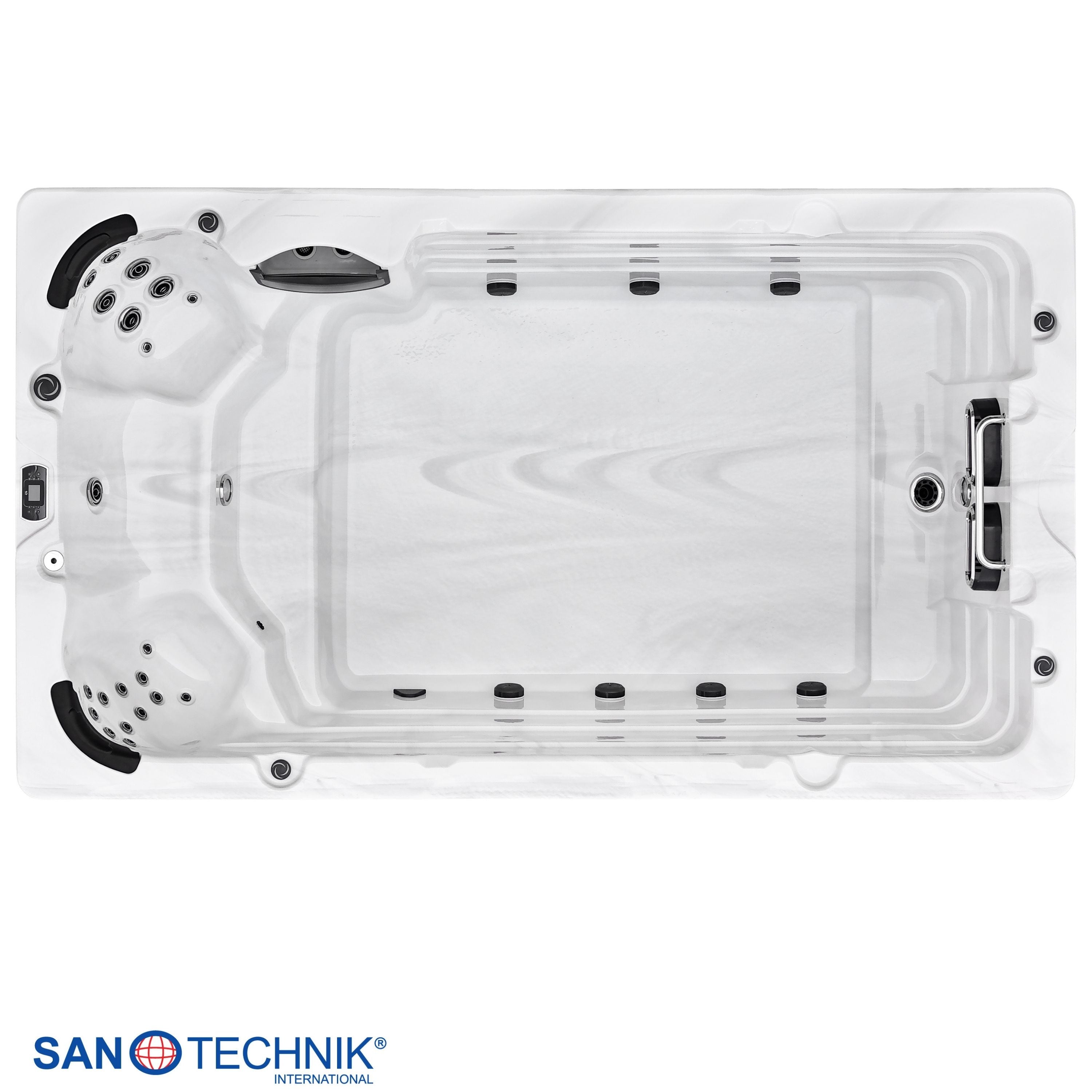 Swimspa IBIZA WHITE MARBLE inkl. Abdeckung und Stiege 400 x 228 x 131 cm frostsicher
