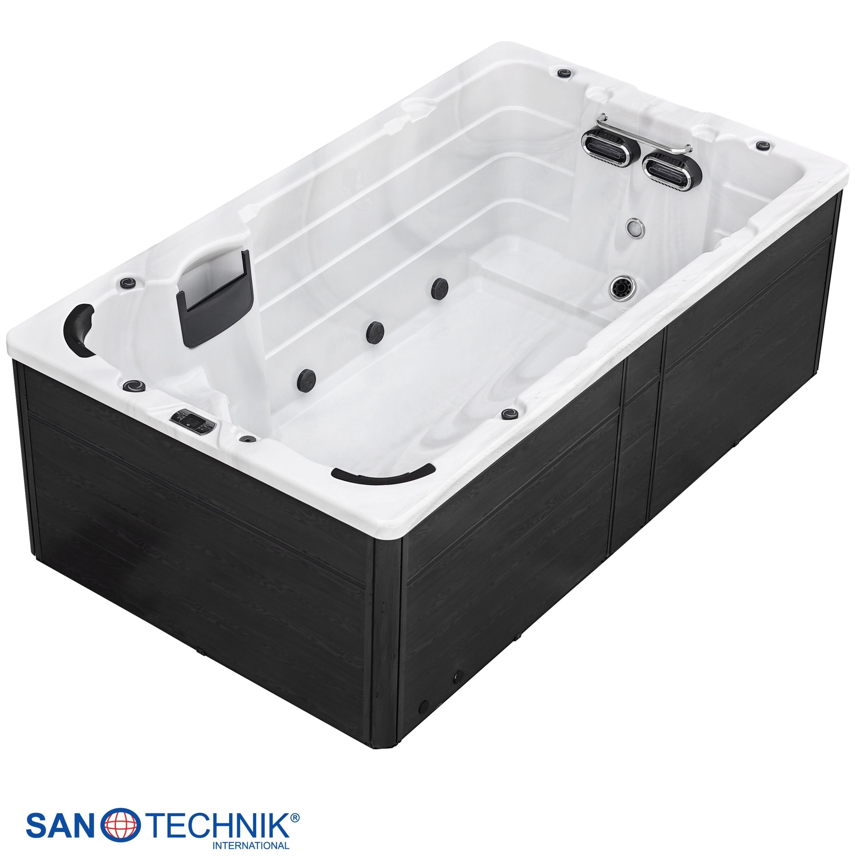 Swimspa IBIZA WHITE MARBLE inkl. Abdeckung und Stiege 400 x 228 x 131 cm frostsicher