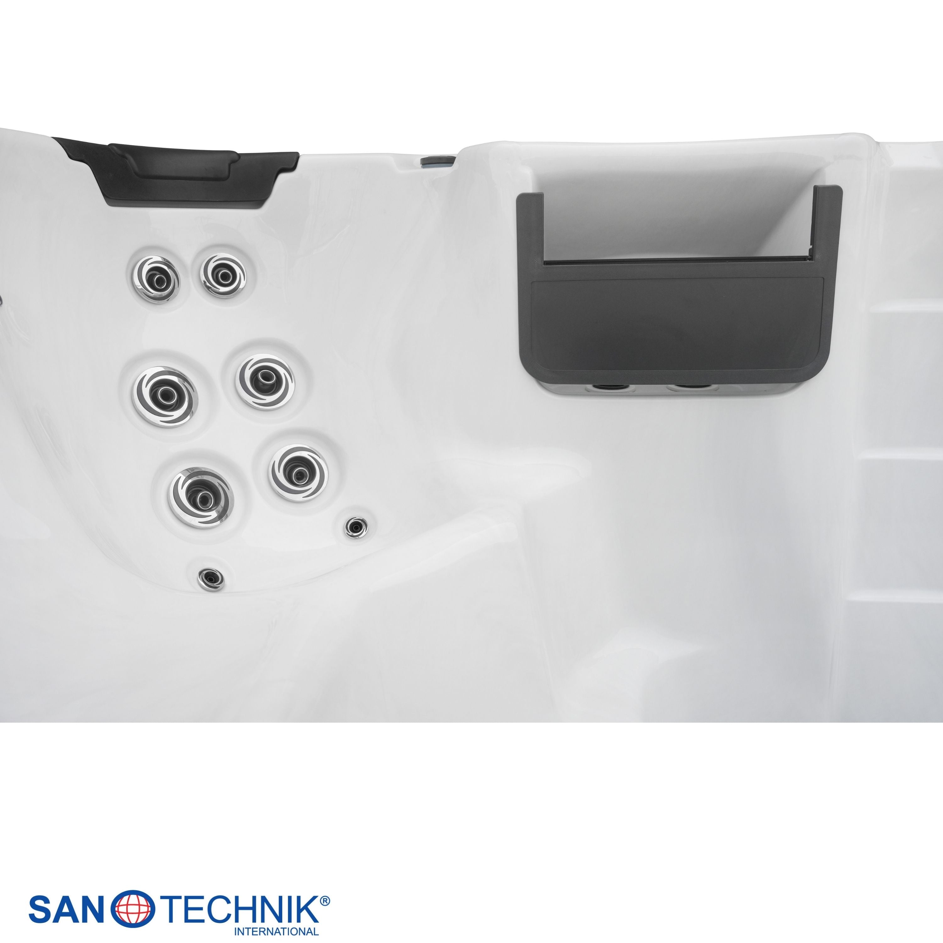 Swimspa IBIZA WHITE MARBLE inkl. Abdeckung und Stiege 400 x 228 x 131 cm frostsicher