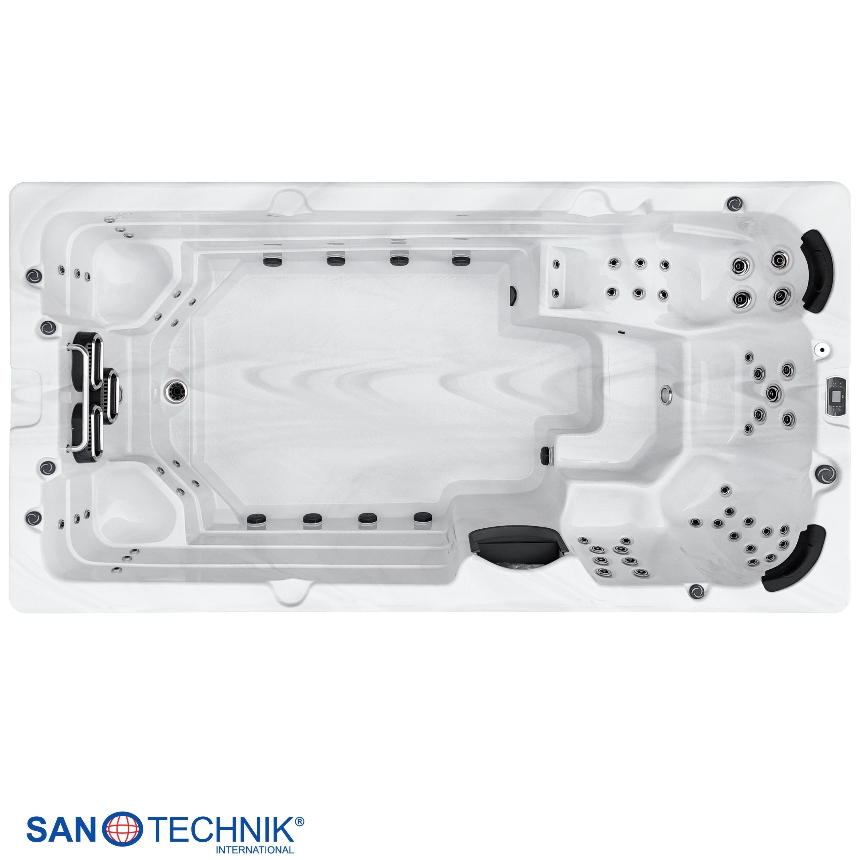 Swimspa MENORCA WHITE MARBLE inkl. Abdeckung und Stiege 450 x 228 x 131 cm frostsicher