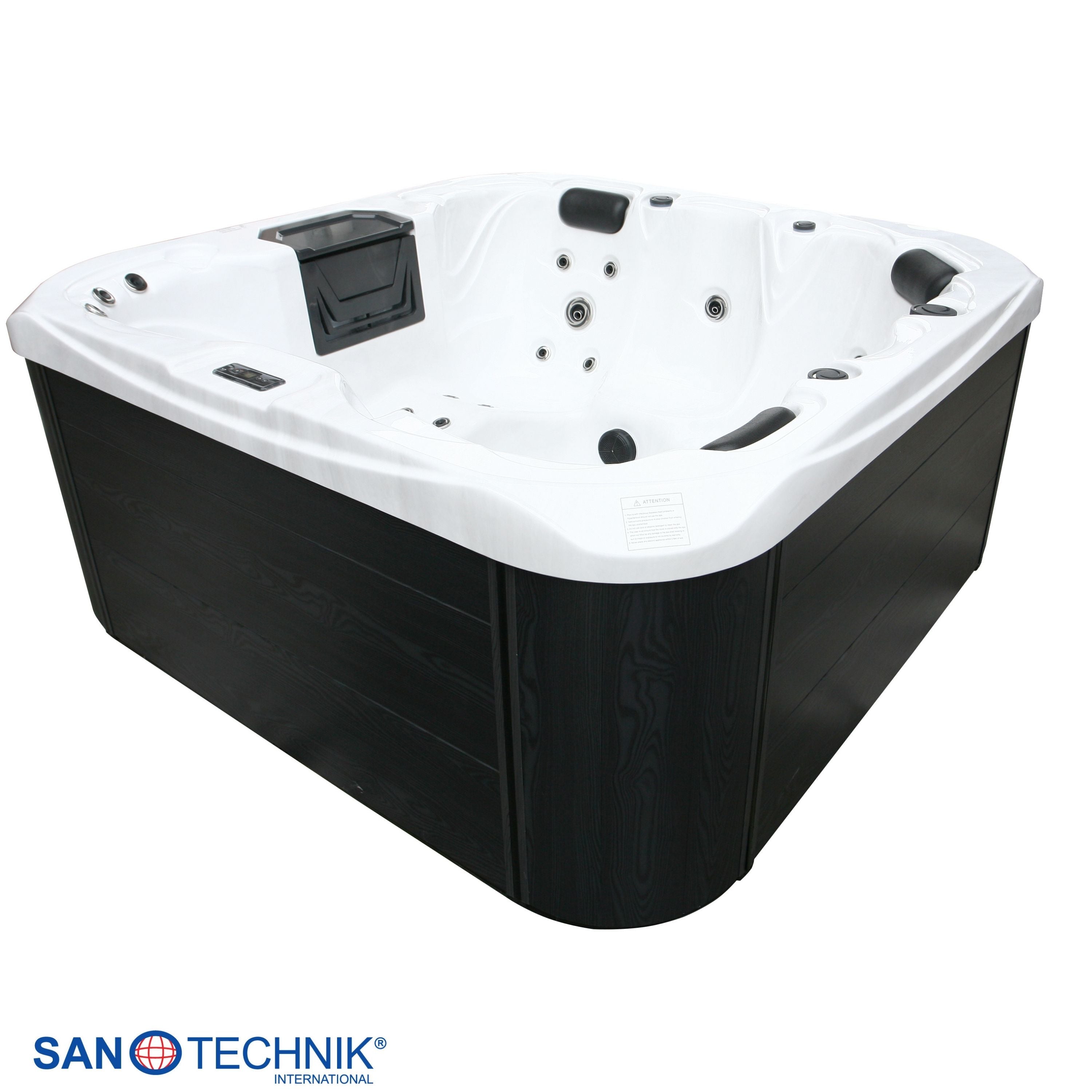 Outdoor whirlpool TAHITI WHITE MARBLE including cover and steps 200x200x88 cm frost-proof 