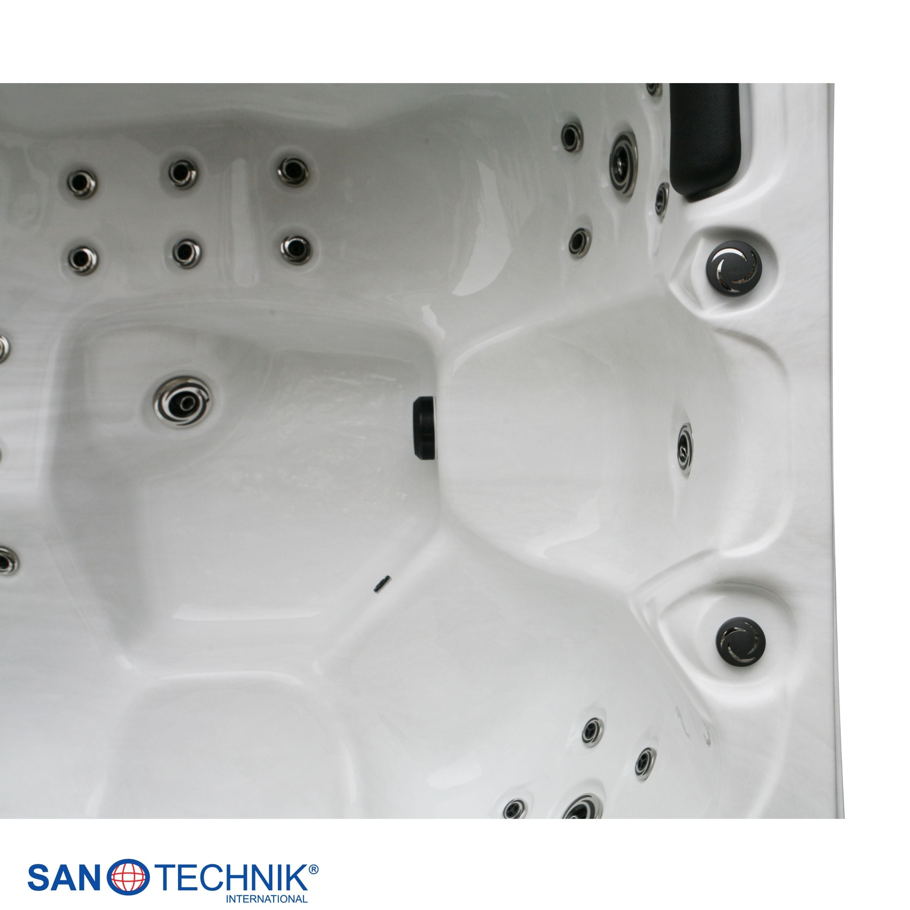 Outdoor whirlpool TAHITI WHITE MARBLE including cover and steps 200x200x88 cm frost-proof 