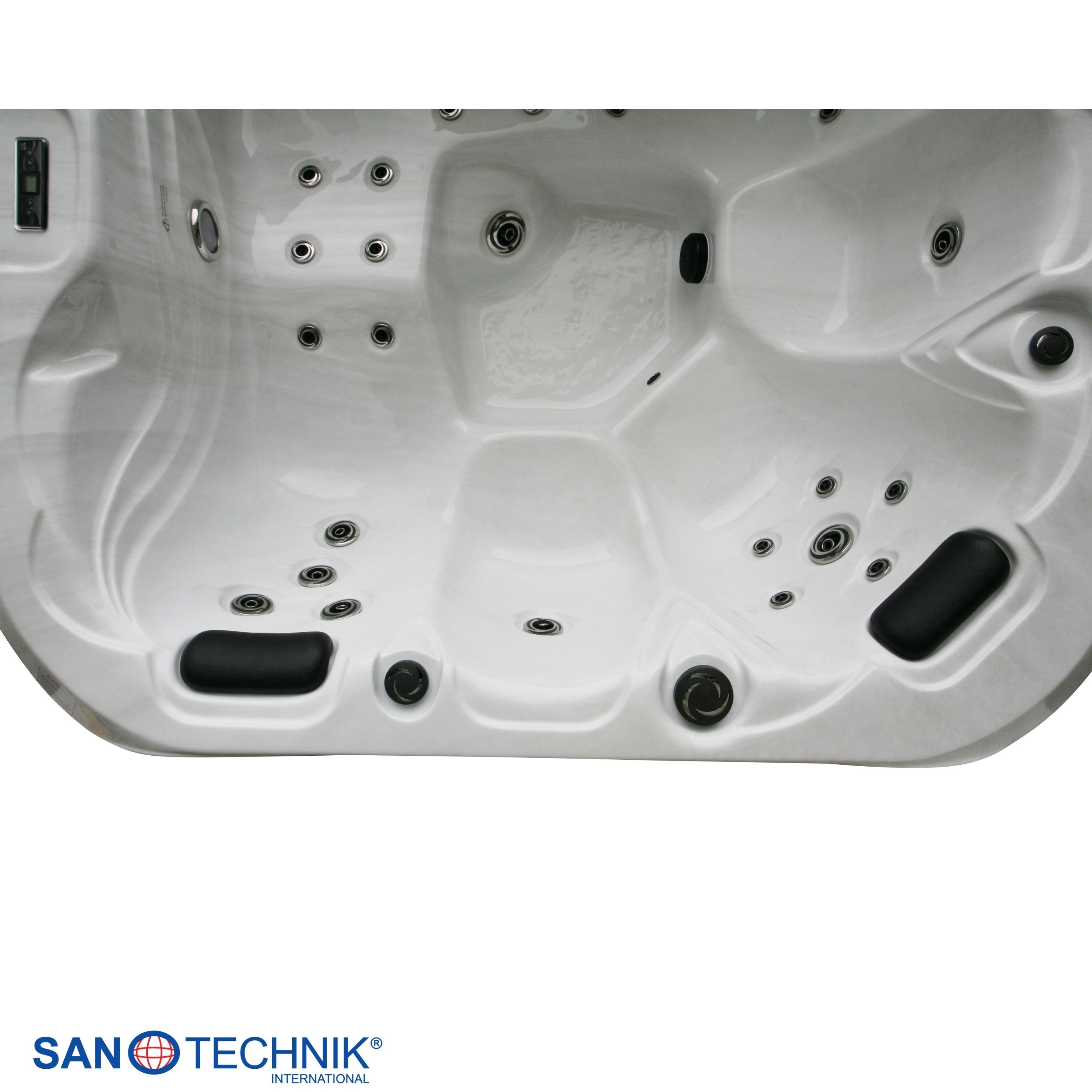 Outdoor whirlpool TAHITI WHITE MARBLE including cover and steps 200x200x88 cm frost-proof 
