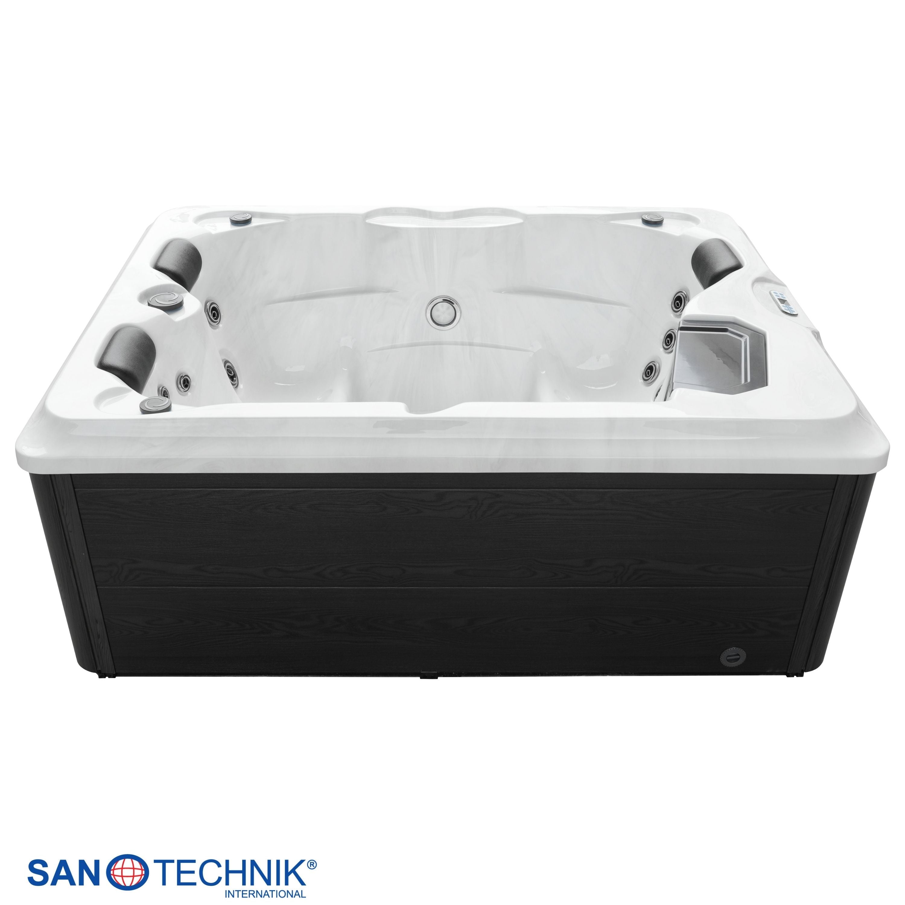 Outdoorwhirlpool Diablo WHITE MARBLE inkl. Abdeckung und Treppe  - 210 x 160 x 80cm frostsicher