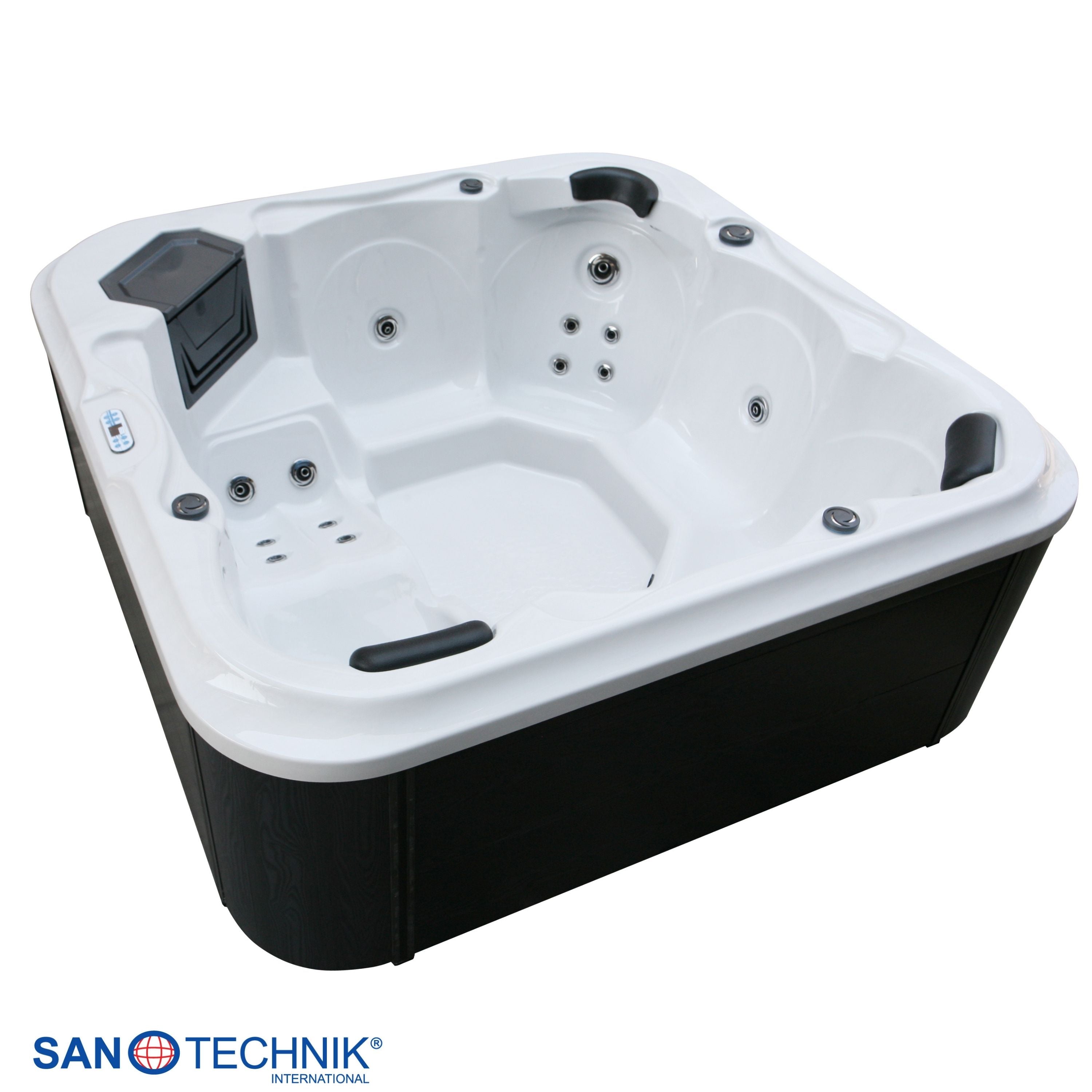 Outdoorwhirlpool TIROL WHITE MARBLE inkl. Abdeckung und Stiege - 210 x 210 x 80 cm frostsicher