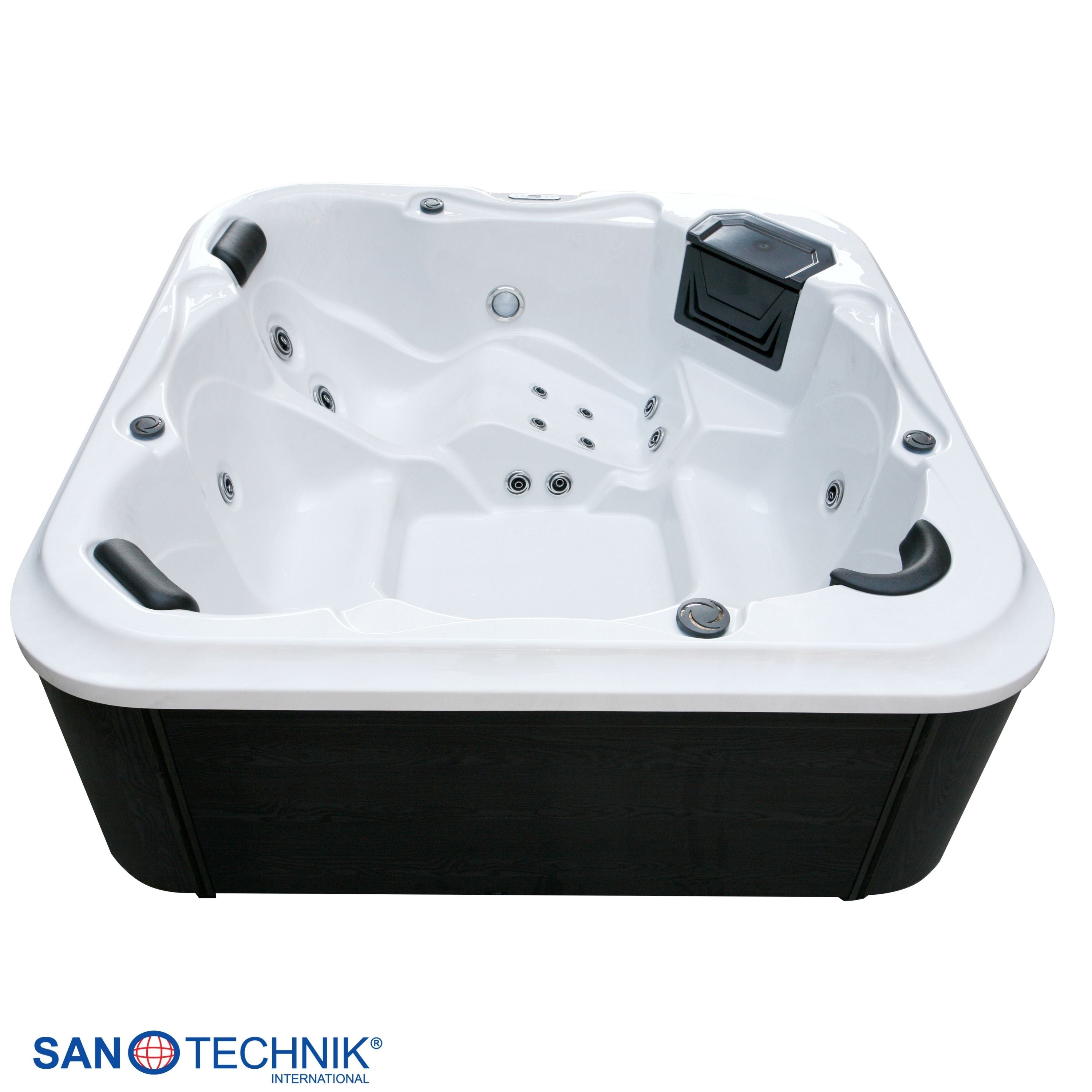 Outdoorwhirlpool TIROL WHITE MARBLE inkl. Abdeckung und Stiege - 210 x 210 x 80 cm frostsicher