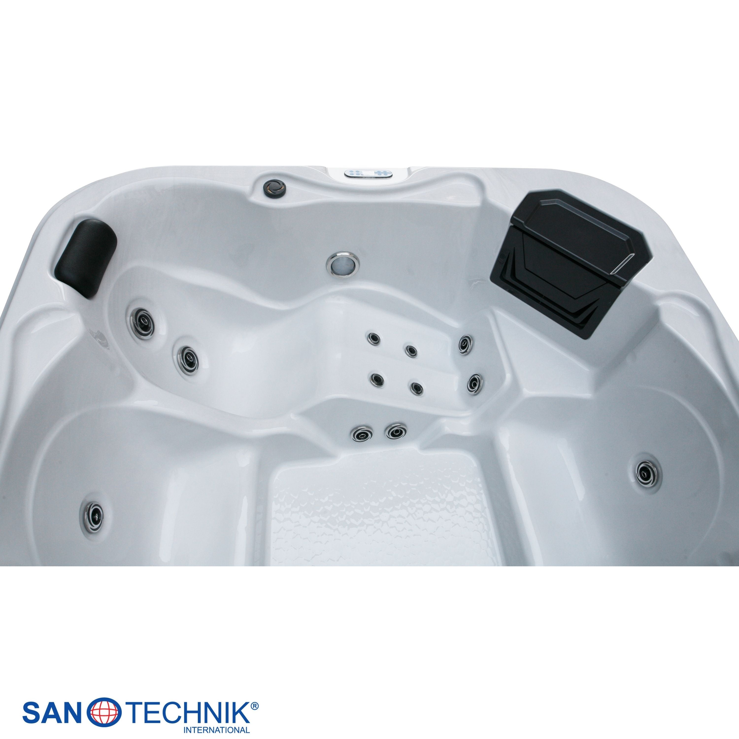 Outdoorwhirlpool TIROL WHITE MARBLE inkl. Abdeckung und Stiege - 210 x 210 x 80 cm frostsicher