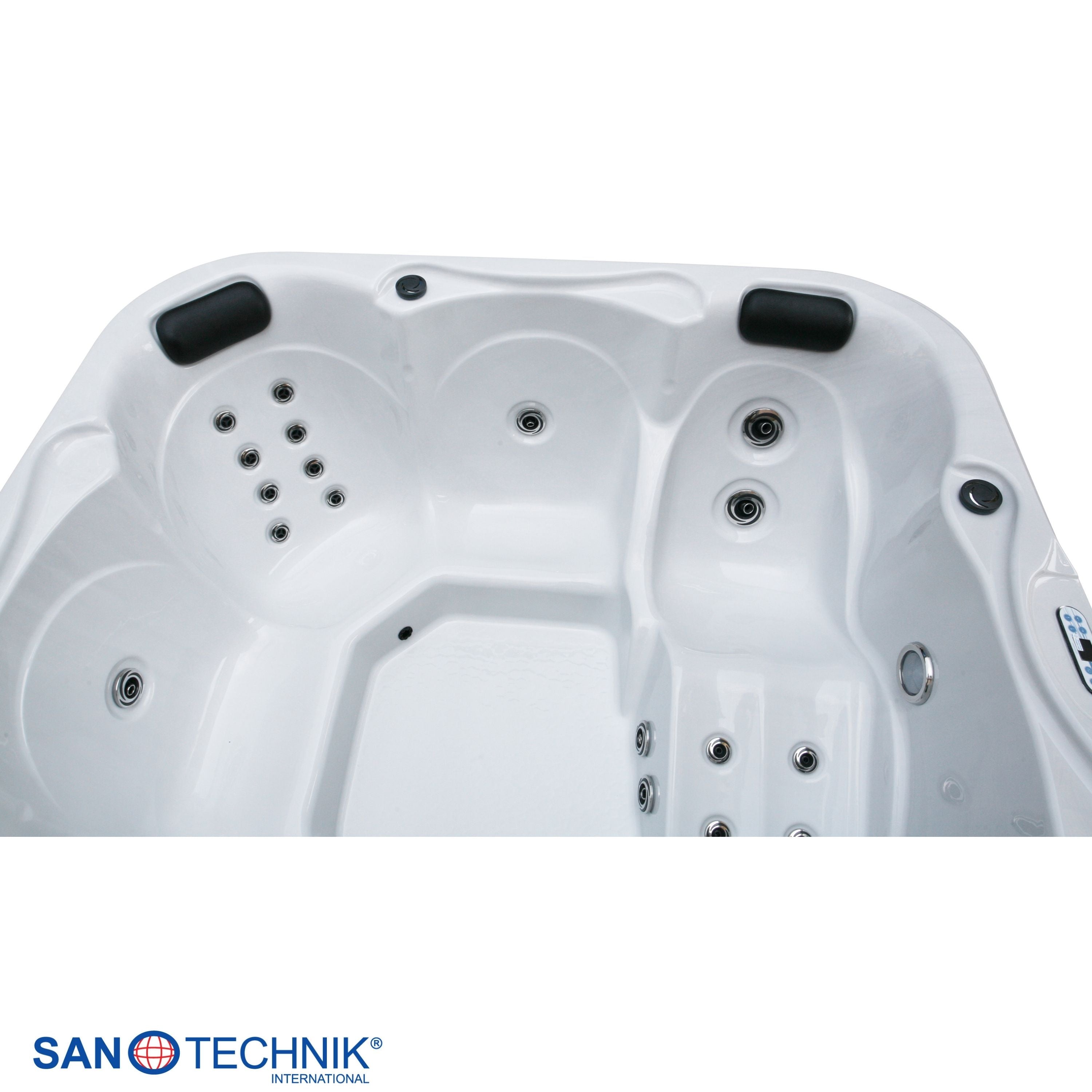 Outdoorwhirlpool TIROL WHITE MARBLE inkl. Abdeckung und Stiege - 210 x 210 x 80 cm frostsicher