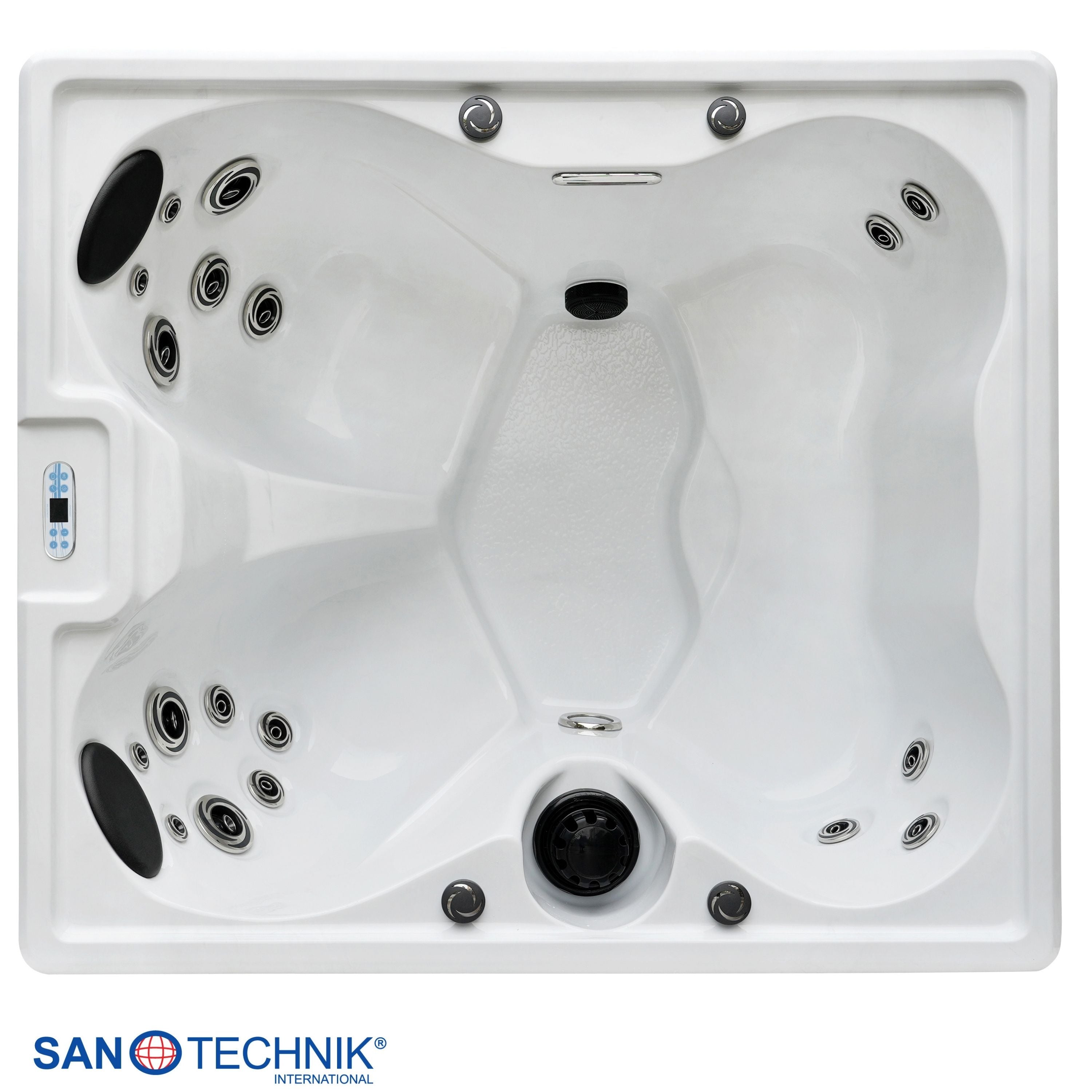 Outdoorwhirlpool PALERMO White Marble inkl. Abdeckung 180x160x76 cm frostsicher