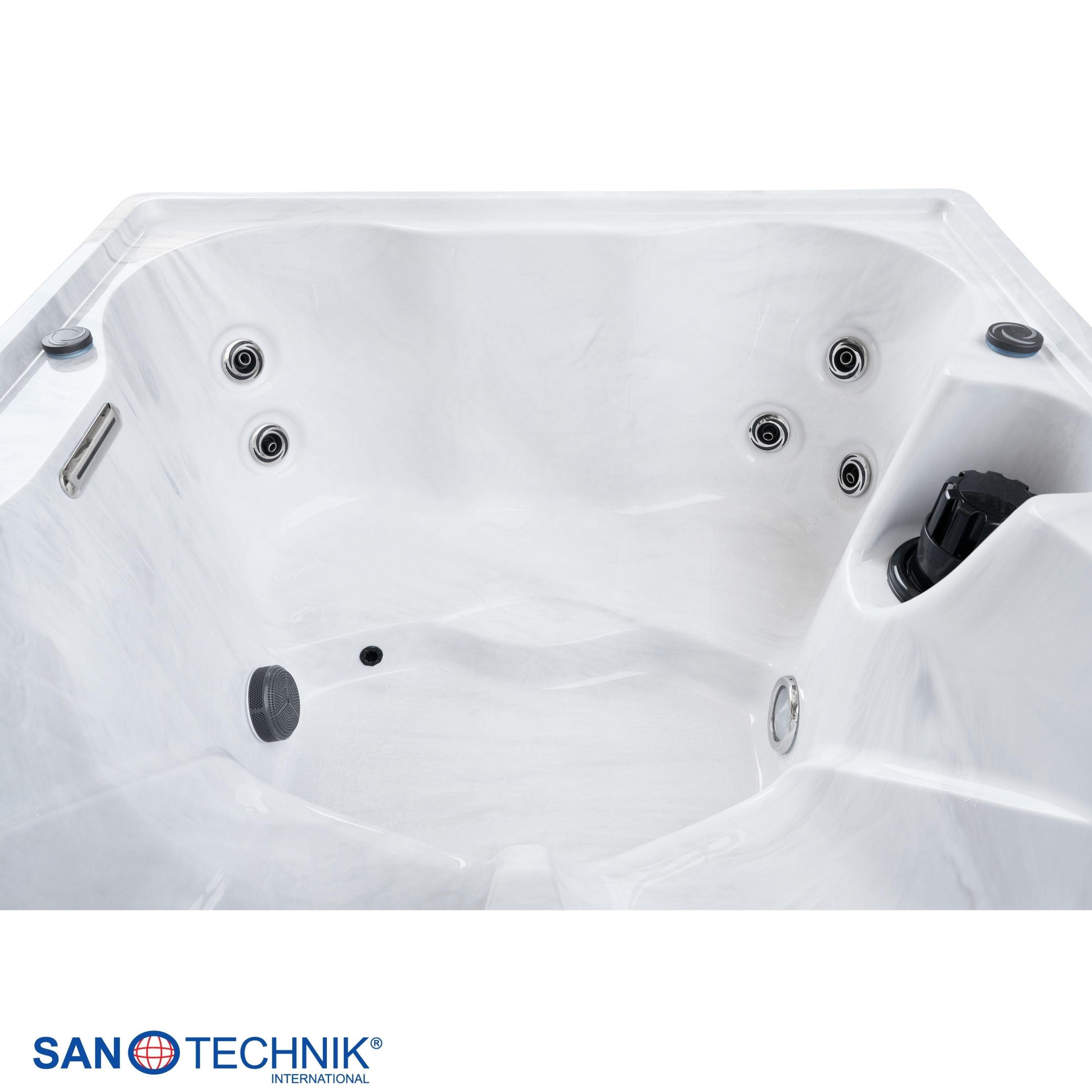 Outdoorwhirlpool PALERMO DUNKEL White Marble inkl. Abdeckung 180x160x76 cm frostsicher (Kopie)
