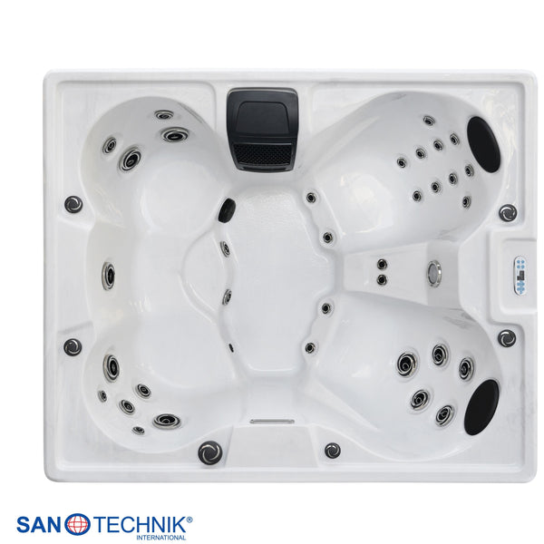 Outdoor whirlpool Catania WHITE MARBLE including cover 210x180x82 cm frost-proof