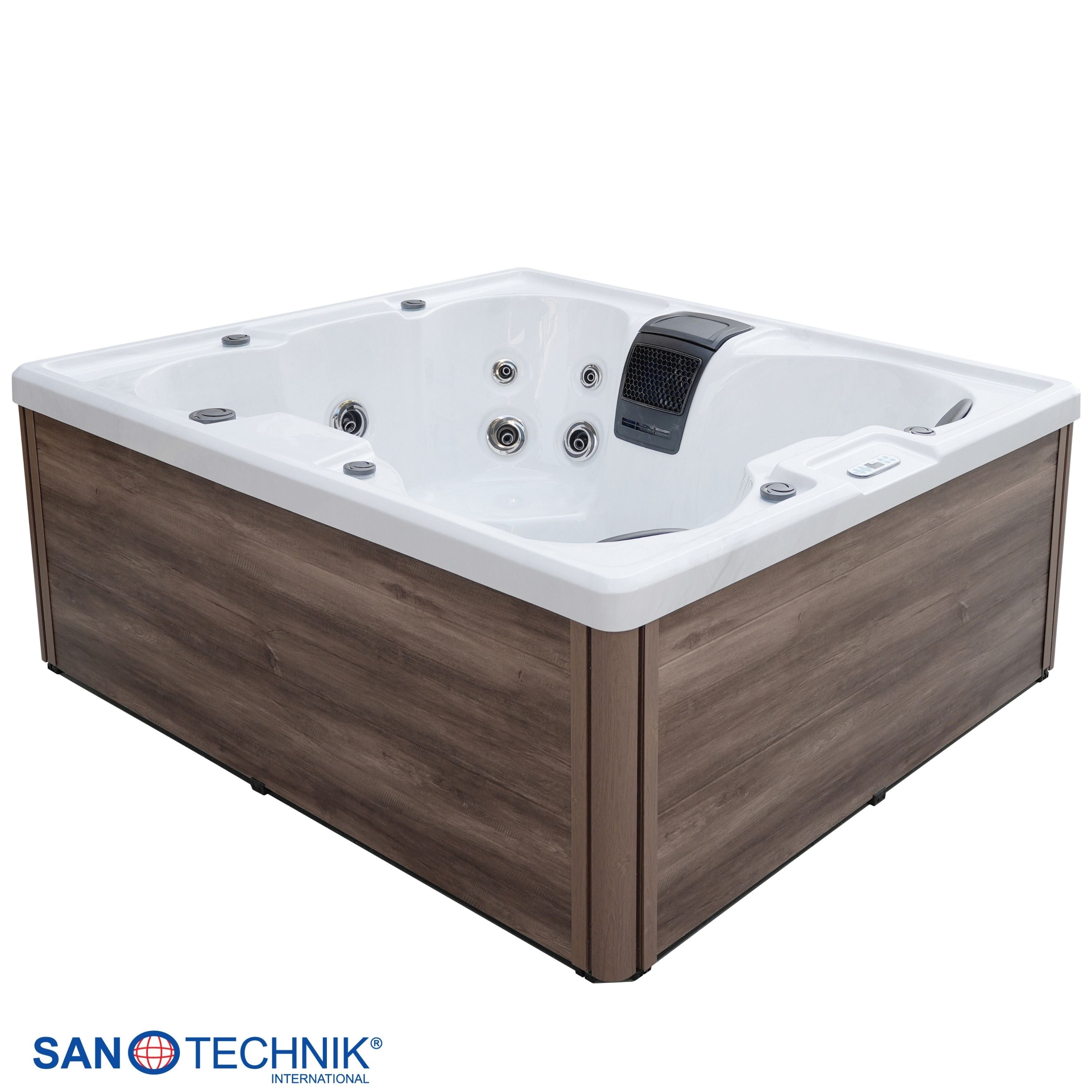 Outdoor whirlpool Catania WHITE MARBLE including cover 210x180x82 cm frost-proof