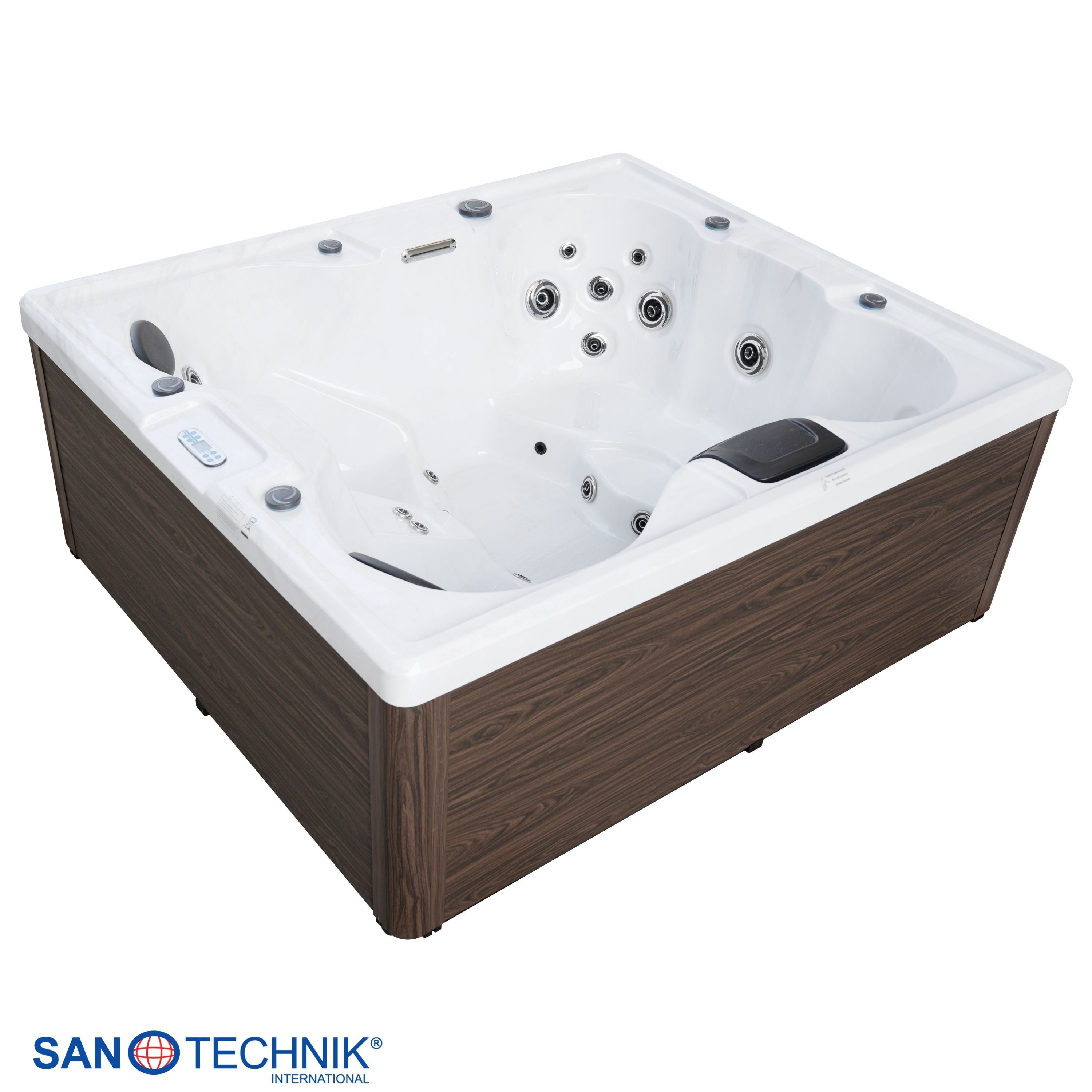 Outdoor Whirlpool CATANIA White Marble incl. Cover 210x180x82 cm frost-proof