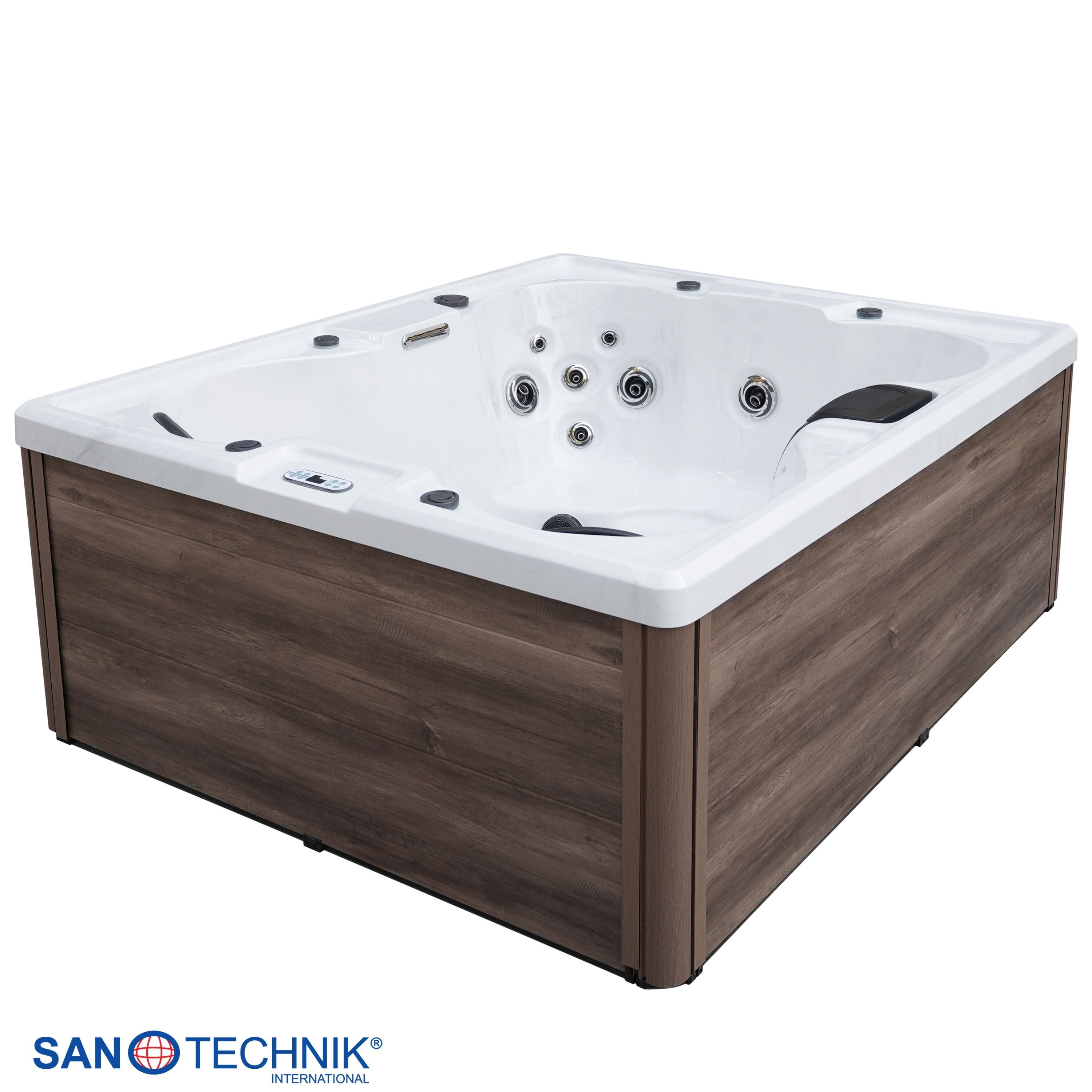 Outdoor whirlpool Catania WHITE MARBLE including cover 210x180x82 cm frost-proof