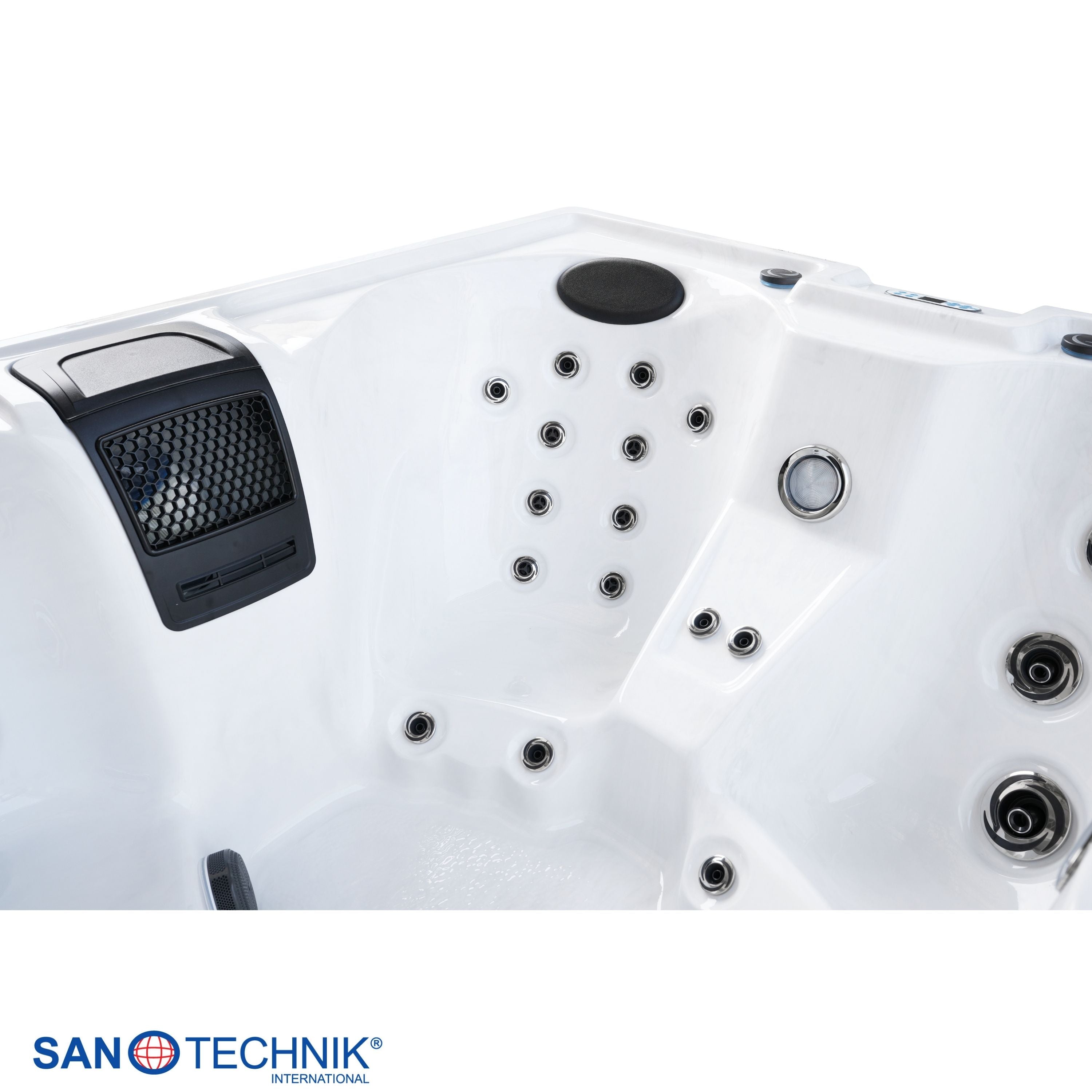 Outdoor Whirlpool CATANIA White Marble incl. Cover 210x180x82 cm frost-proof