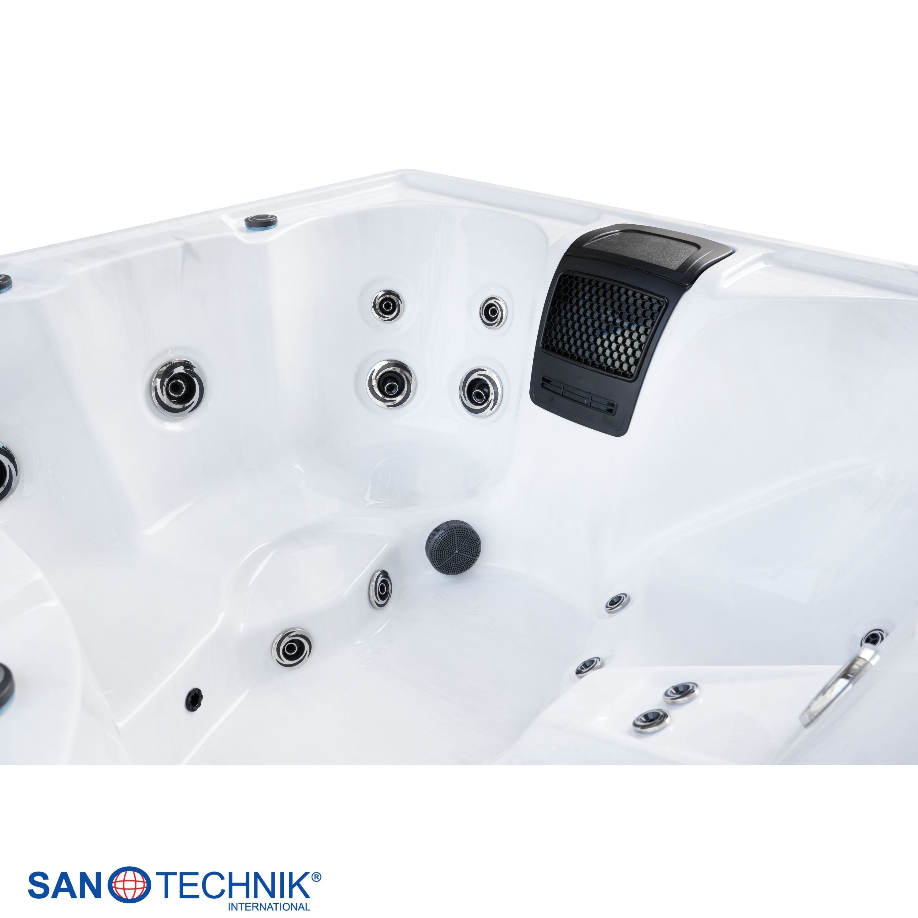 Outdoor Whirlpool CATANIA White Marble incl. Cover 210x180x82 cm frost-proof