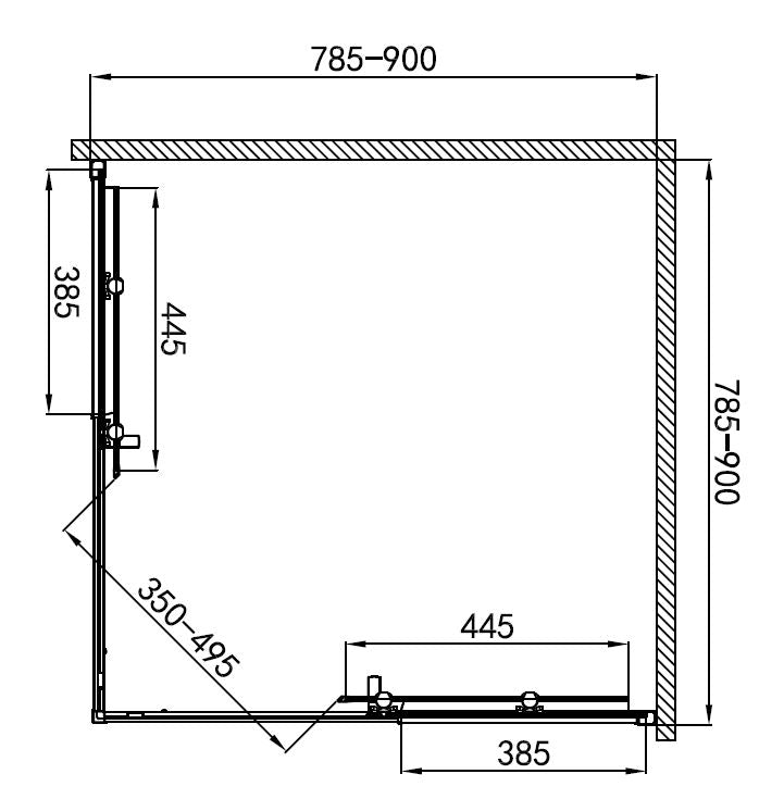 SANODUSCH Eckduschkabine 78,5-90x78,5-90x190 cm | Klarglas