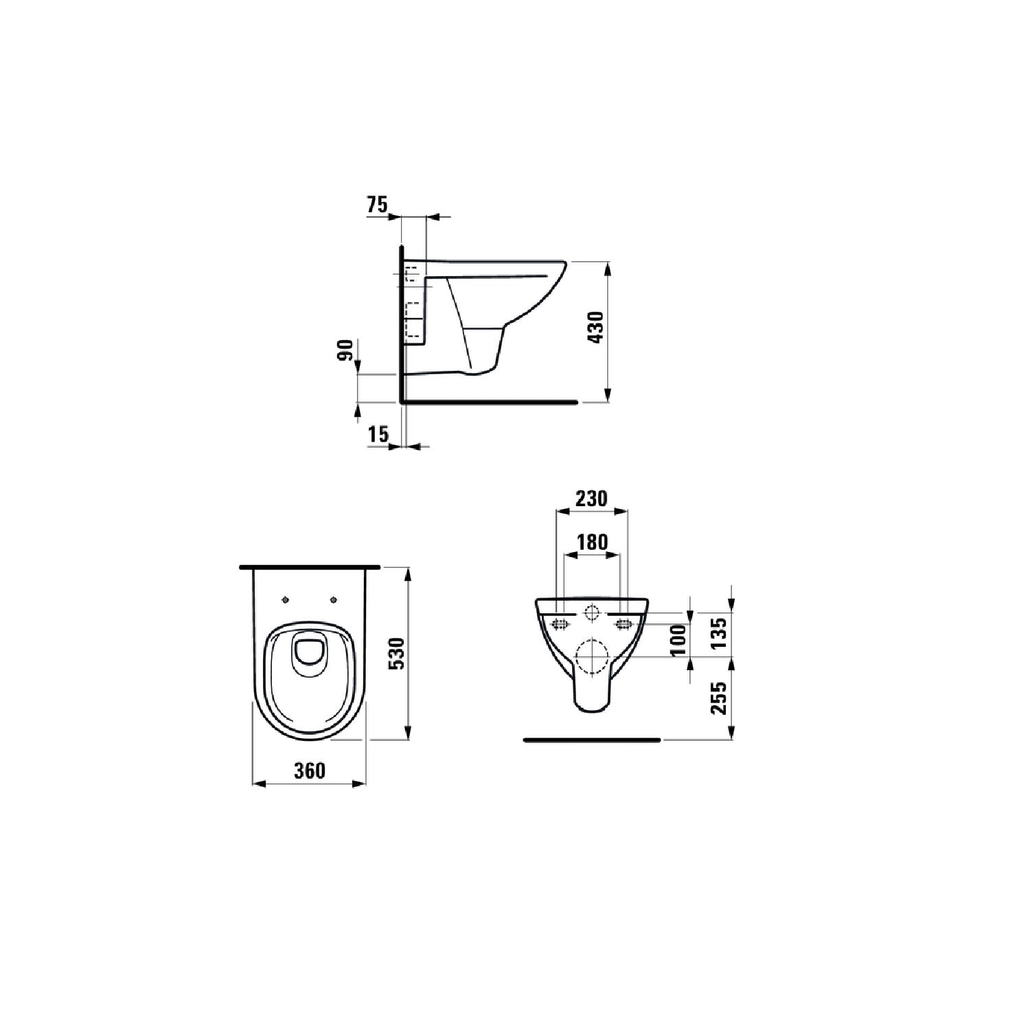 LAUFEN Pro wall-hung toilet set with 6/3 liter toilet seat