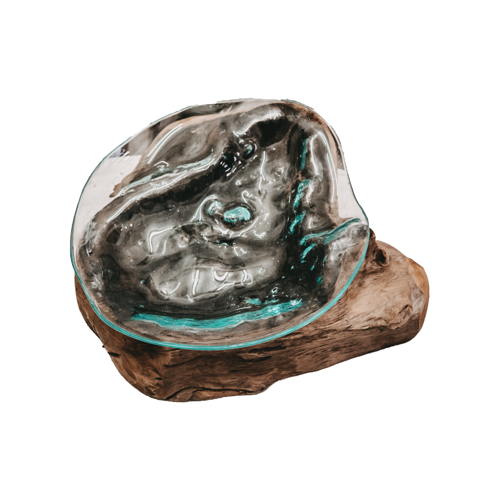 Teak root with glass bowl Bowl star small