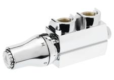Angled connection set including thermostatic head and cover