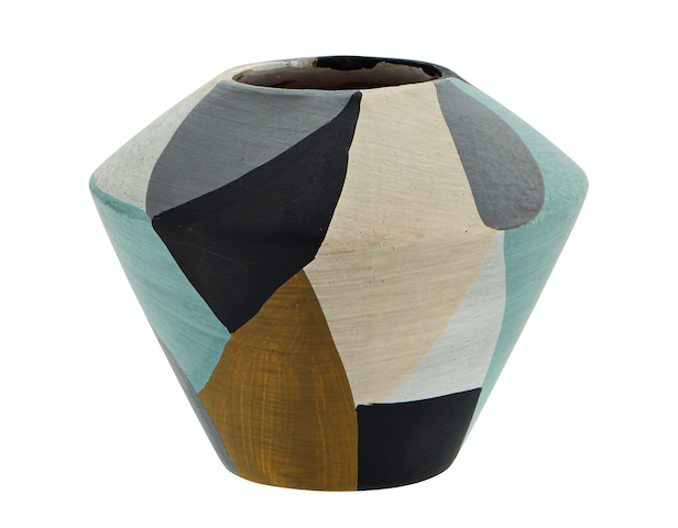 Jarrón de terracota azul negro Ø 15x13