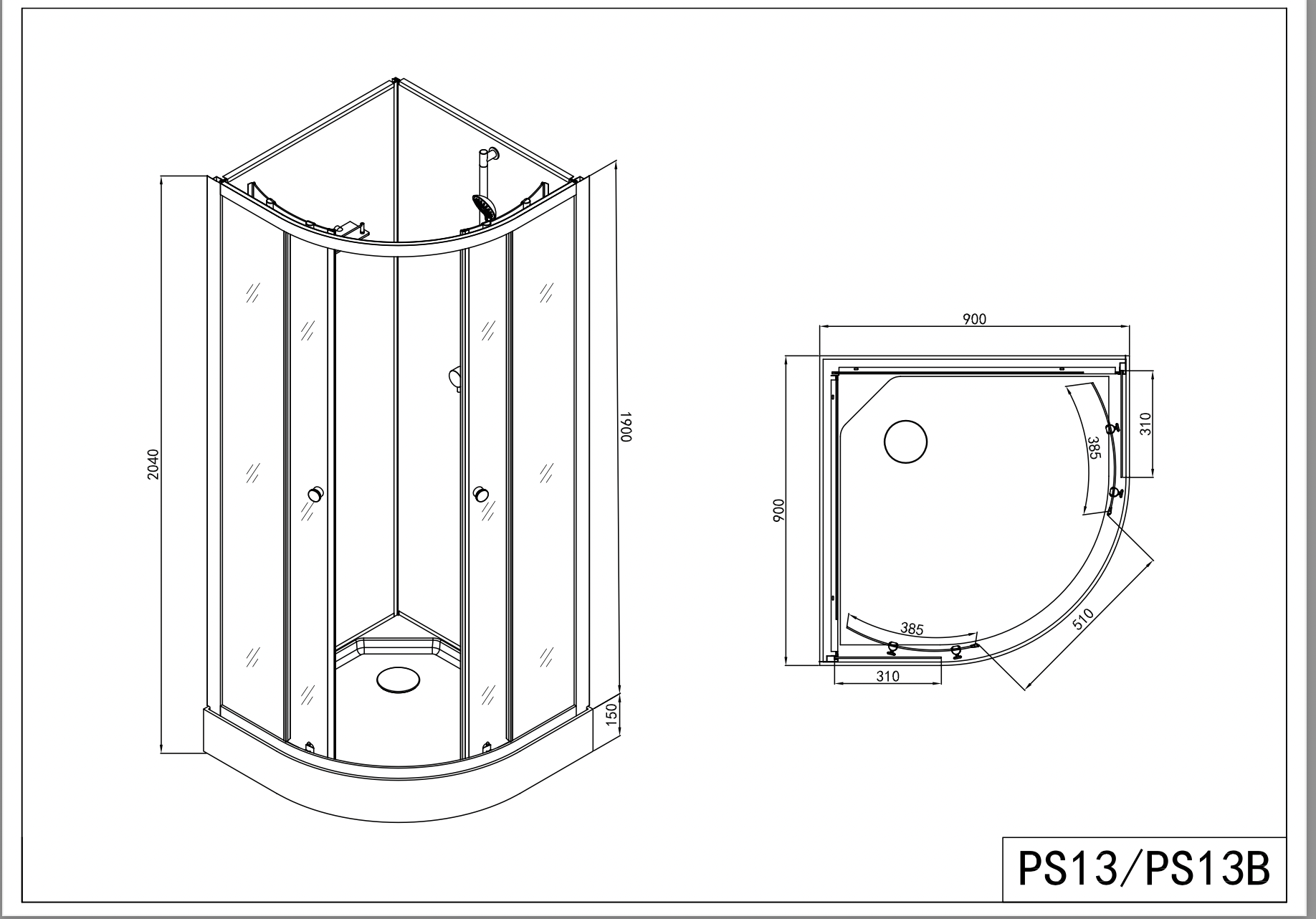 Komplettduschkabine BELA 80x80/90x90x203 cm