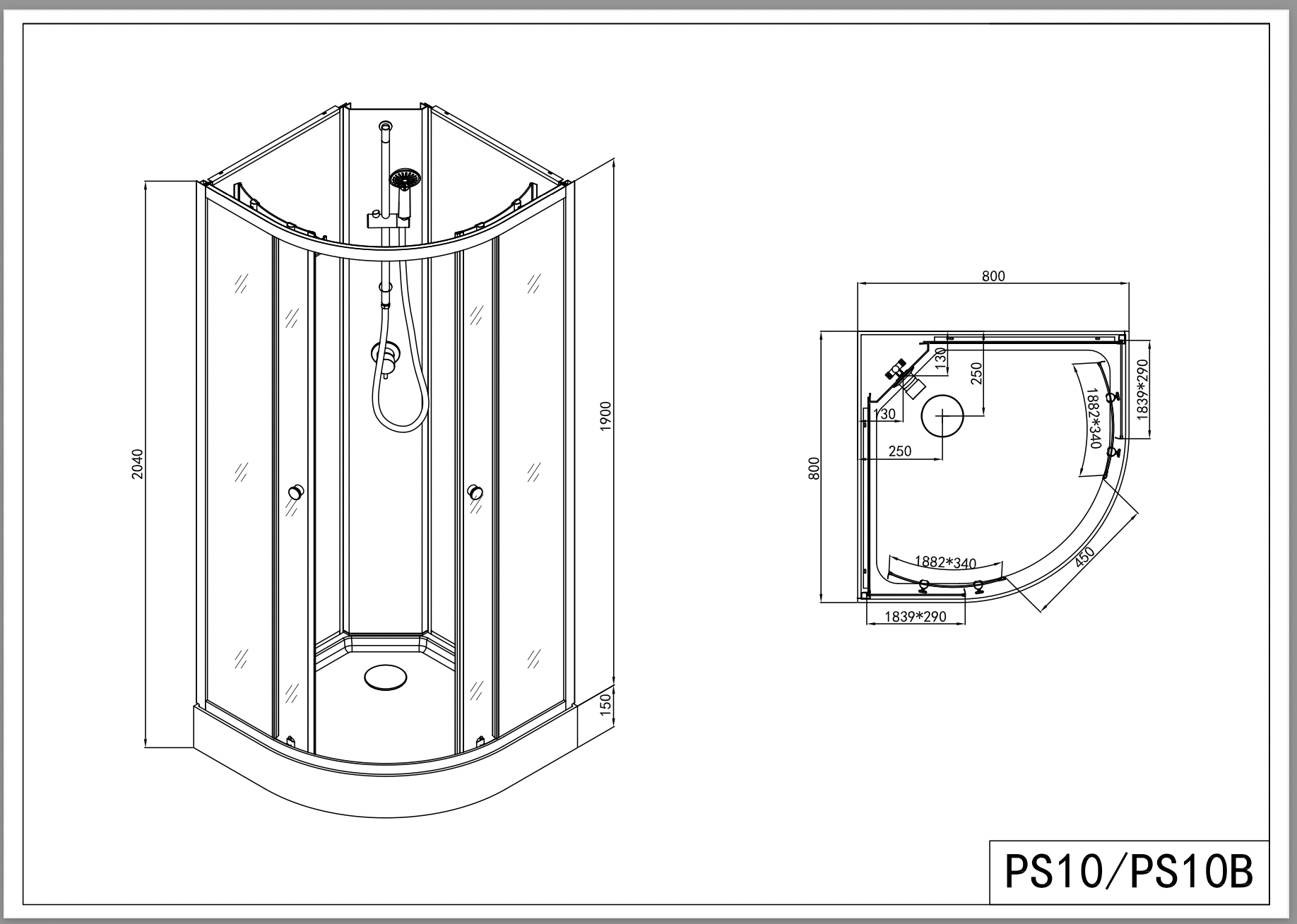Complete shower enclosure IDEA 80x80x203 cm