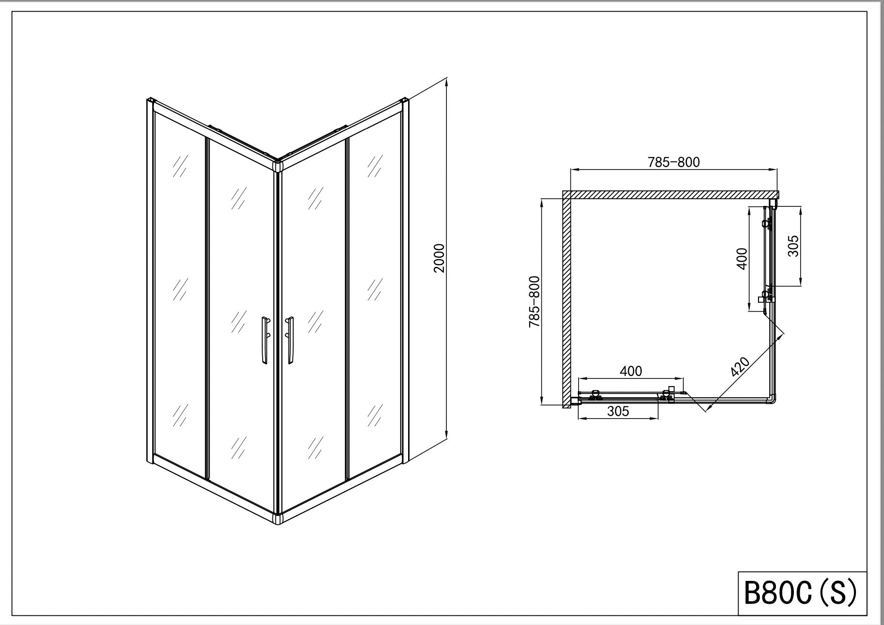 PRO-LINE partial corner shower enclosure with Easy Clean in 4 different sizes