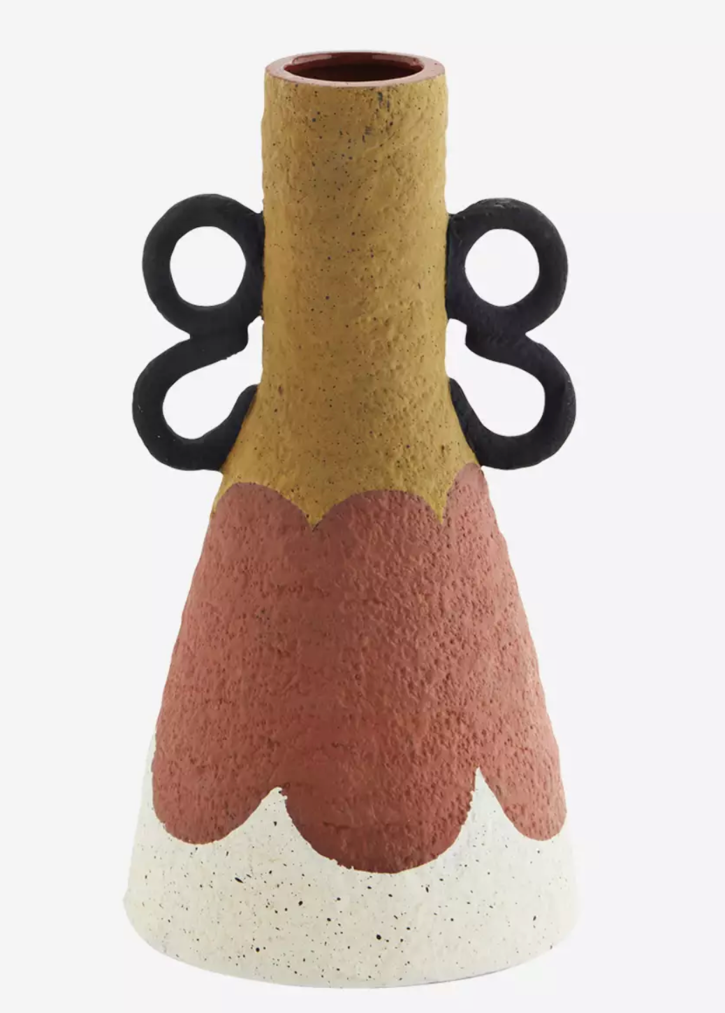 Hand-painted terracotta vase with handles