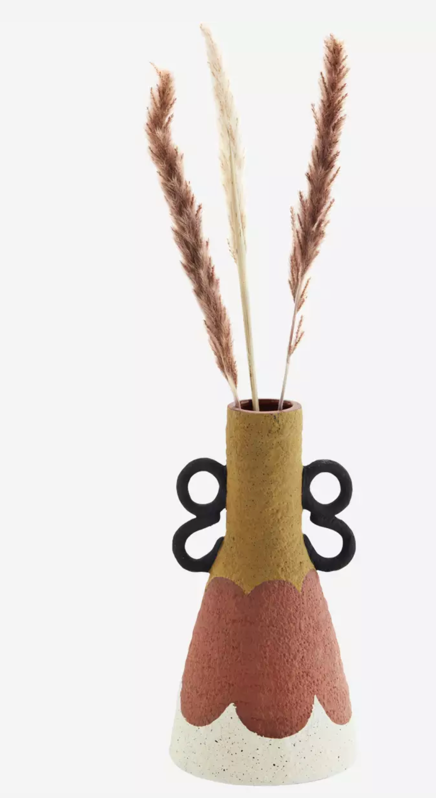 Hand-painted terracotta vase with handles