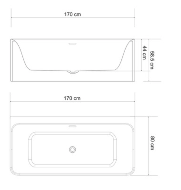 Freestanding bathtub PARIS 170x80x58.5 cm