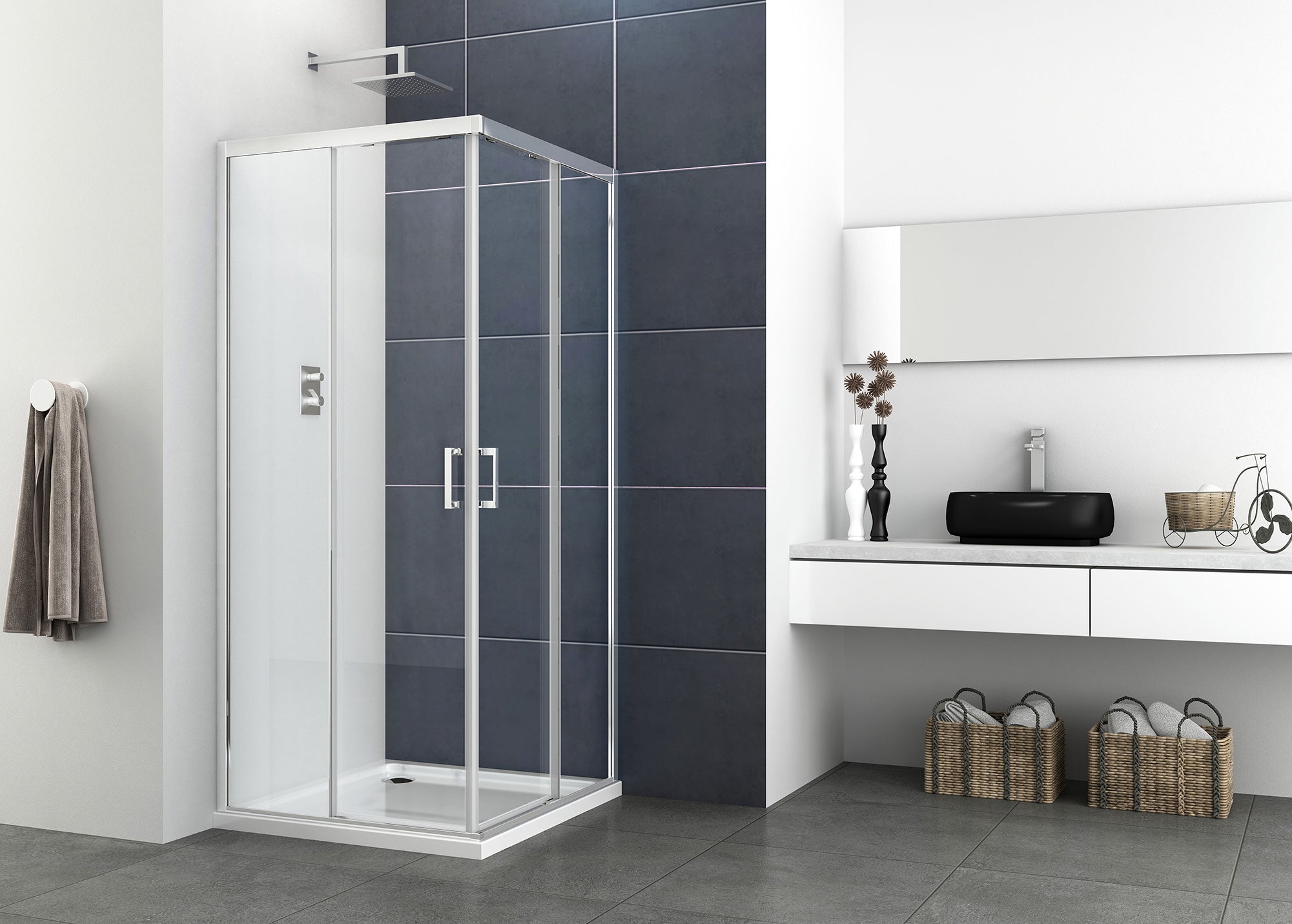Eckduschkabine ELITE CHROM mit Easy Clean in zwei verschiedenen Größen