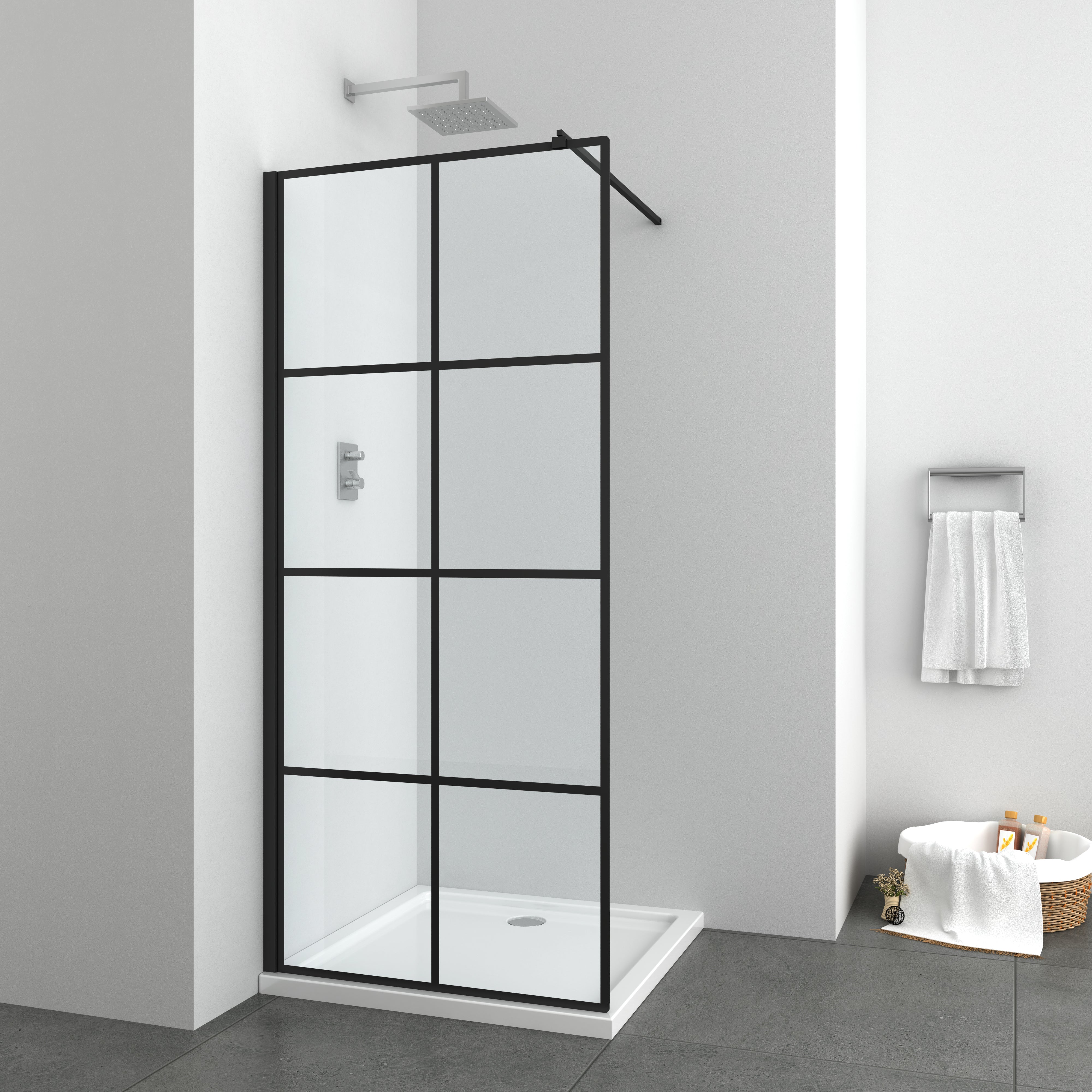 Duschtrennwand ELITE BLACK in 3 verschiedenen Größen