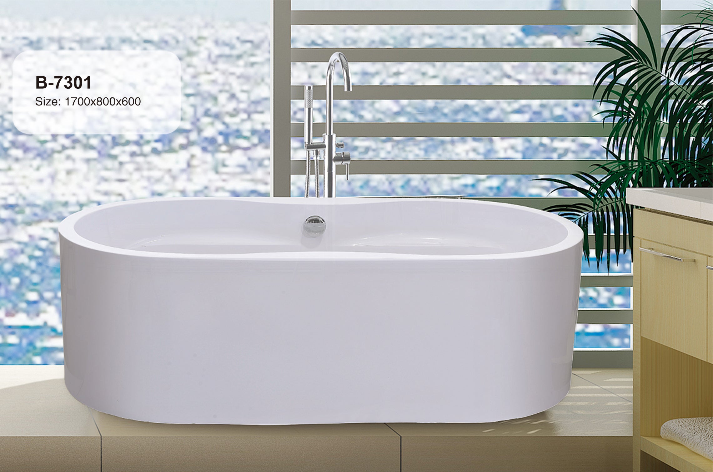 Freestanding bathtub LIVERPOOL 170x80x60 cm