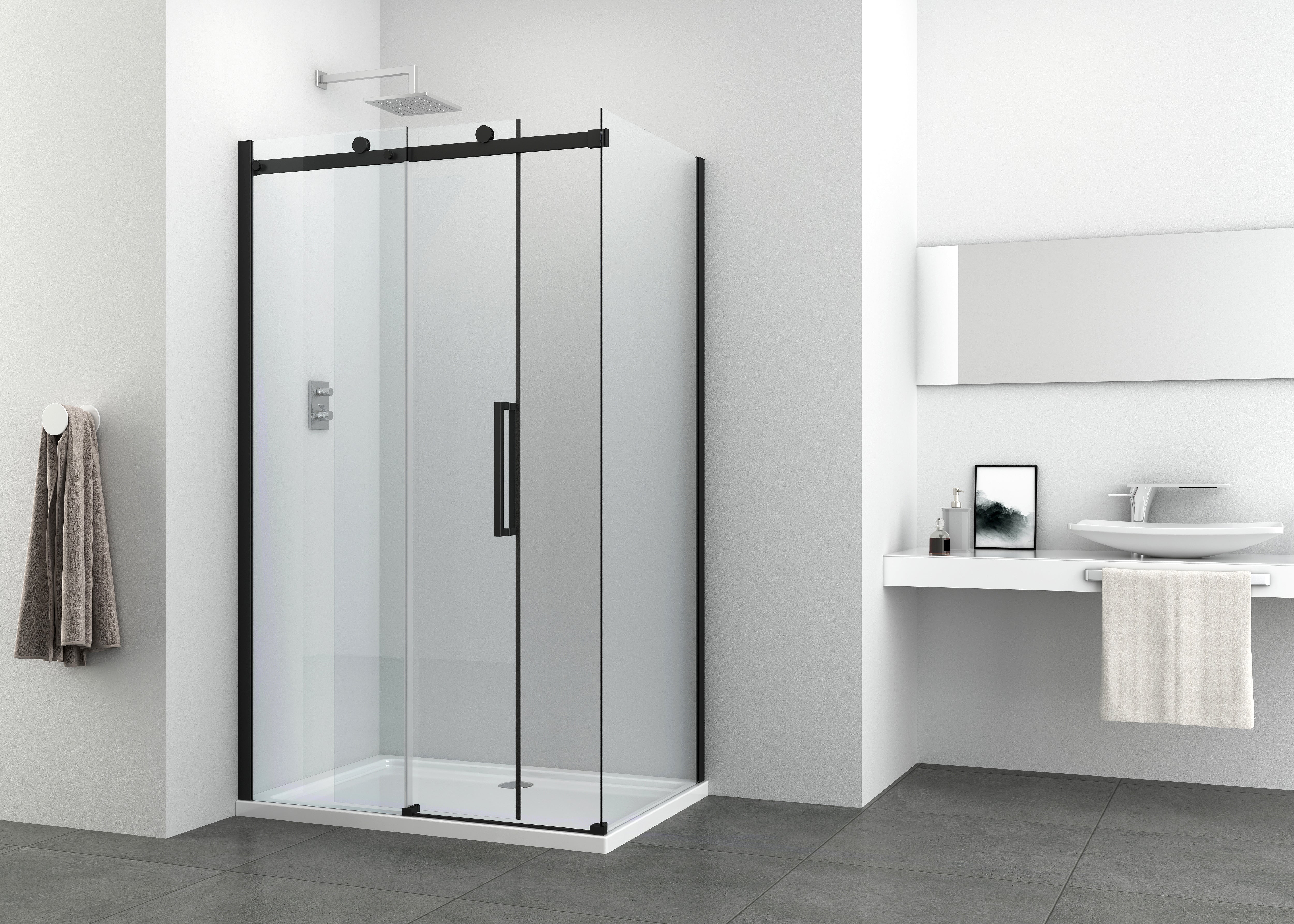 Fixed glass element black matt in 2 different sizes