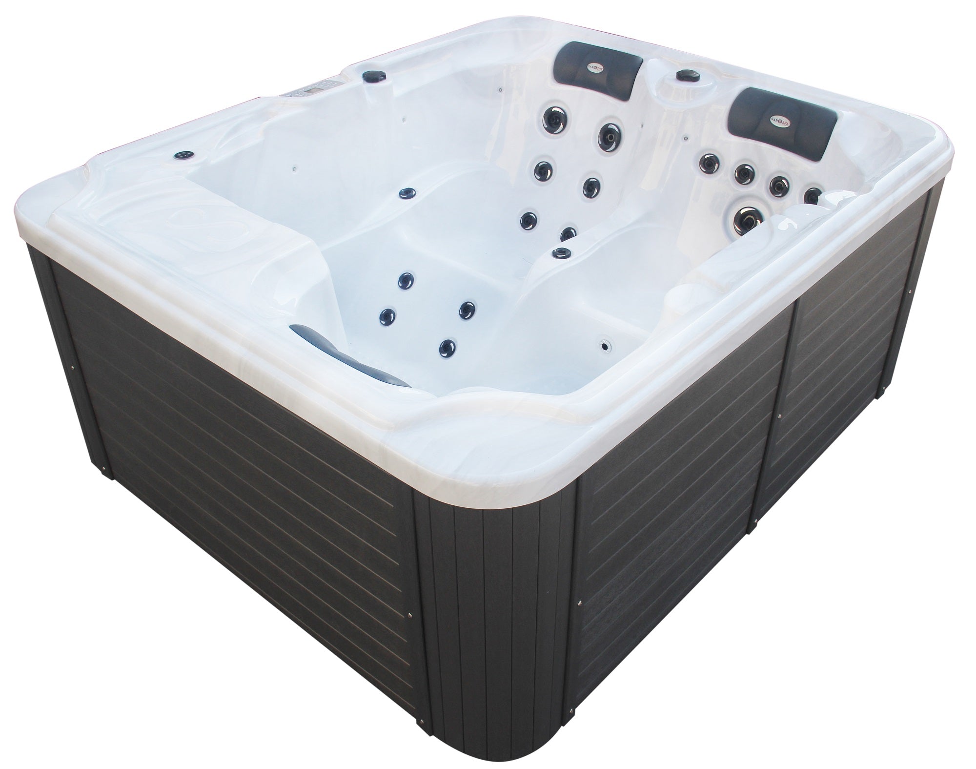 Outdoorwhirlpool OASIS WHITE MARBLE inkl. Abdeckung und Stiege 208x175x90 cm frostsicher