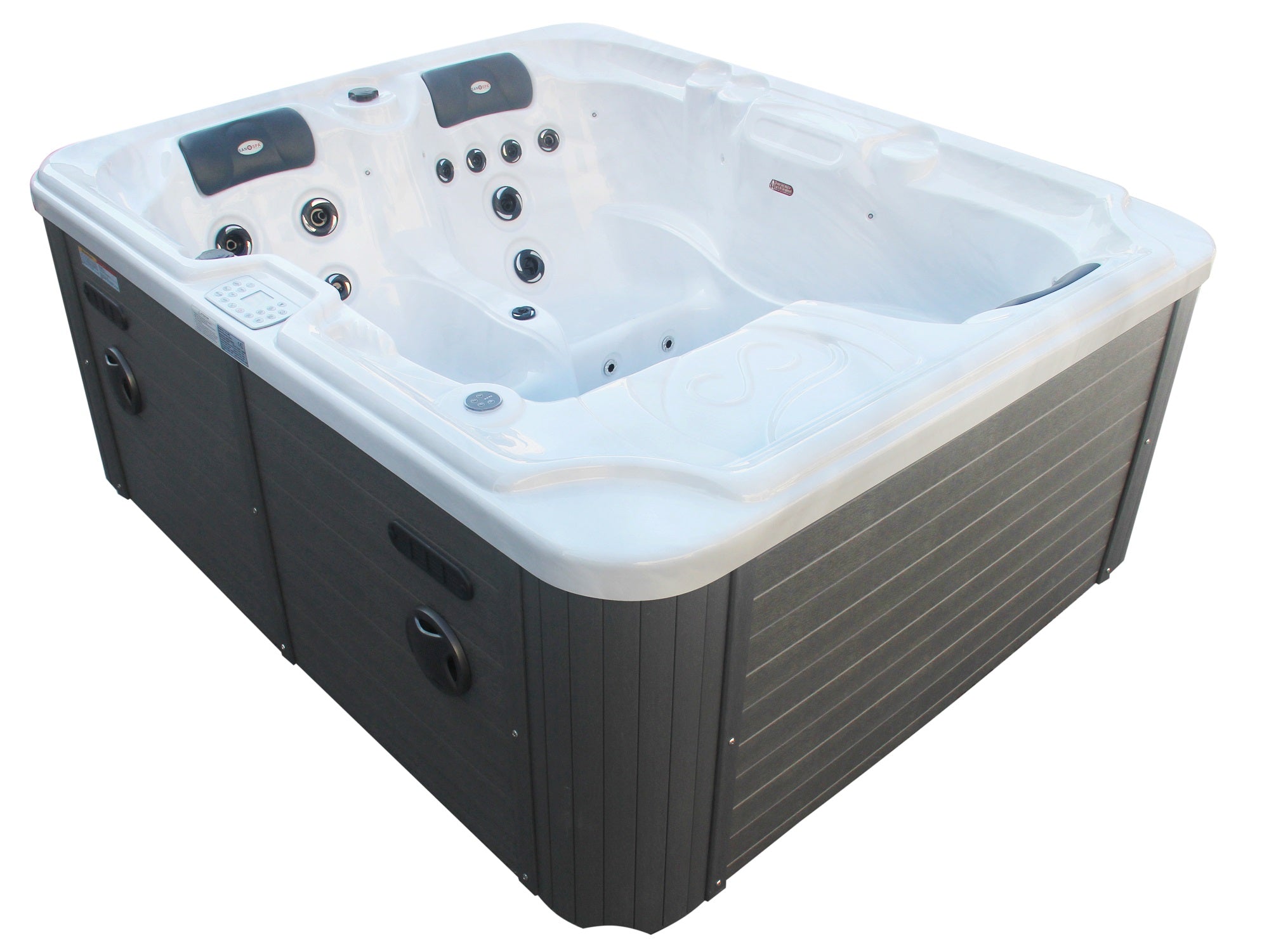 Outdoorwhirlpool OASIS WHITE MARBLE inkl. Abdeckung und Stiege 208x175x90 cm frostsicher