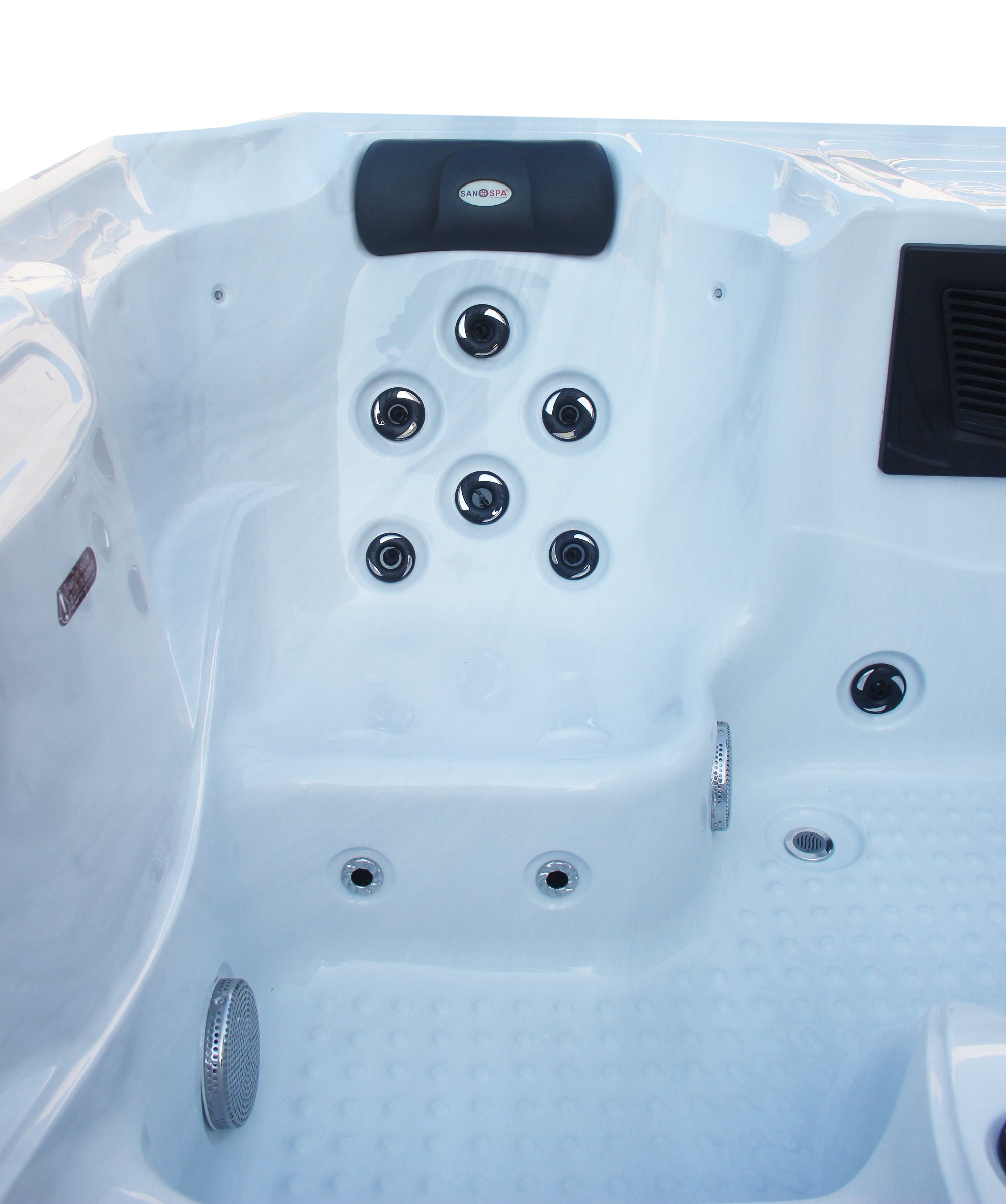 Outdoorwhirlpool OASIS WHITE MARBLE inkl. Abdeckung und Stiege 208x175x90 cm frostsicher