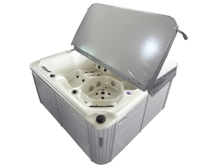 Outdoorwhirlpool PALMA WHITE MARBLE inkl. Abdeckung und Stiege 190x190x86 cm frostsicher