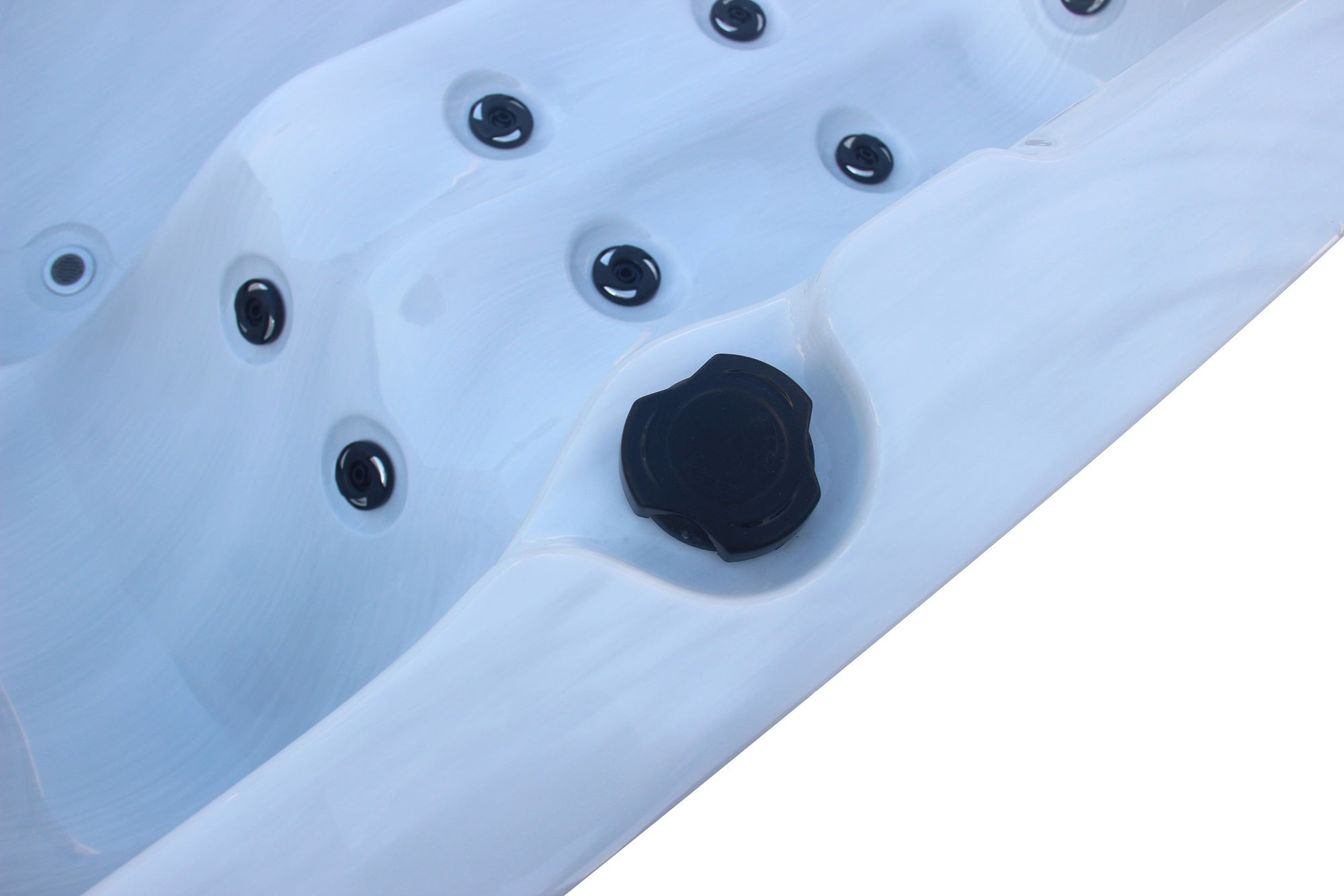 Outdoorwhirlpool PALMA WHITE MARBLE inkl. Abdeckung und Stiege 190x190x86 cm frostsicher