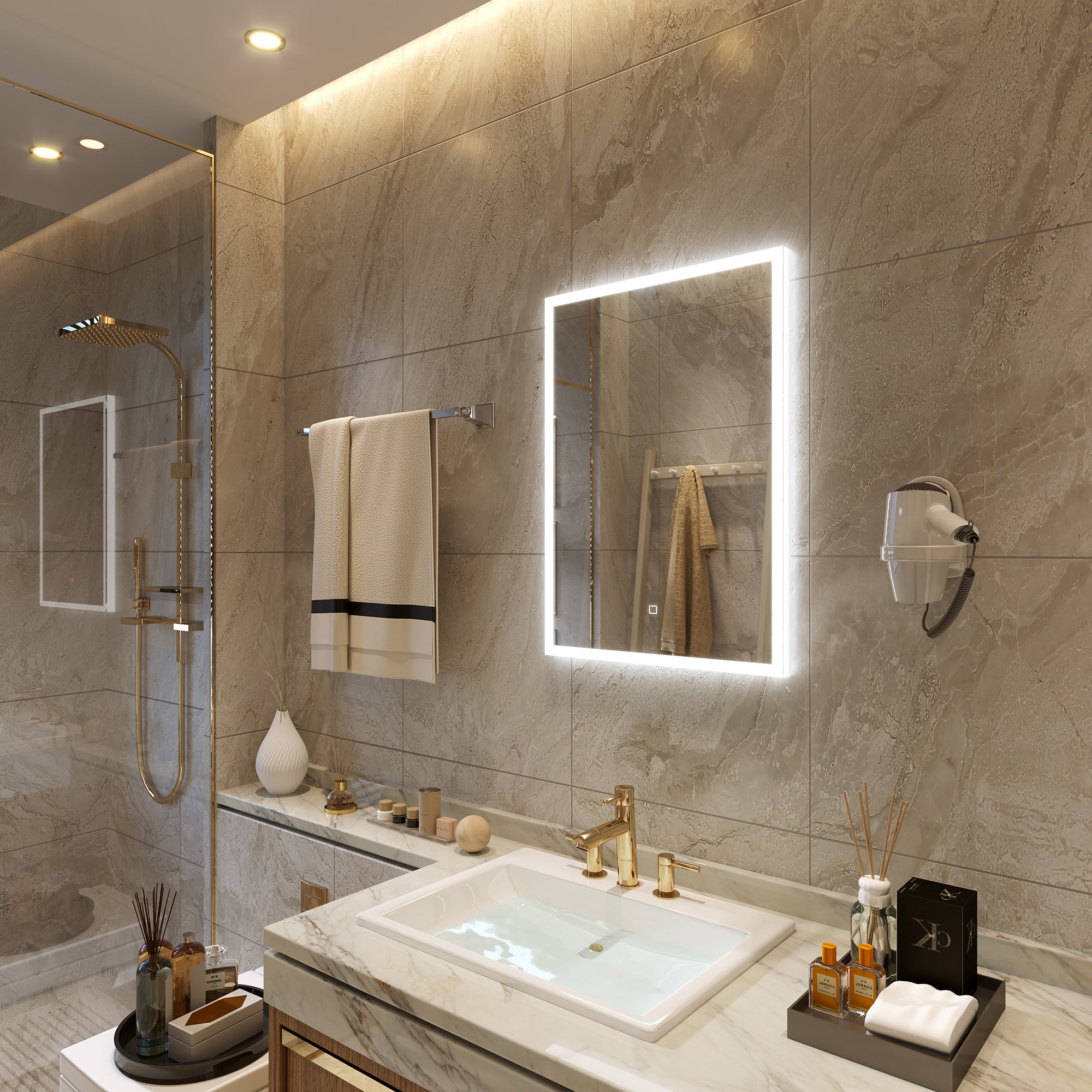 Mirror with indirect lighting SLOPE 60x80 cm