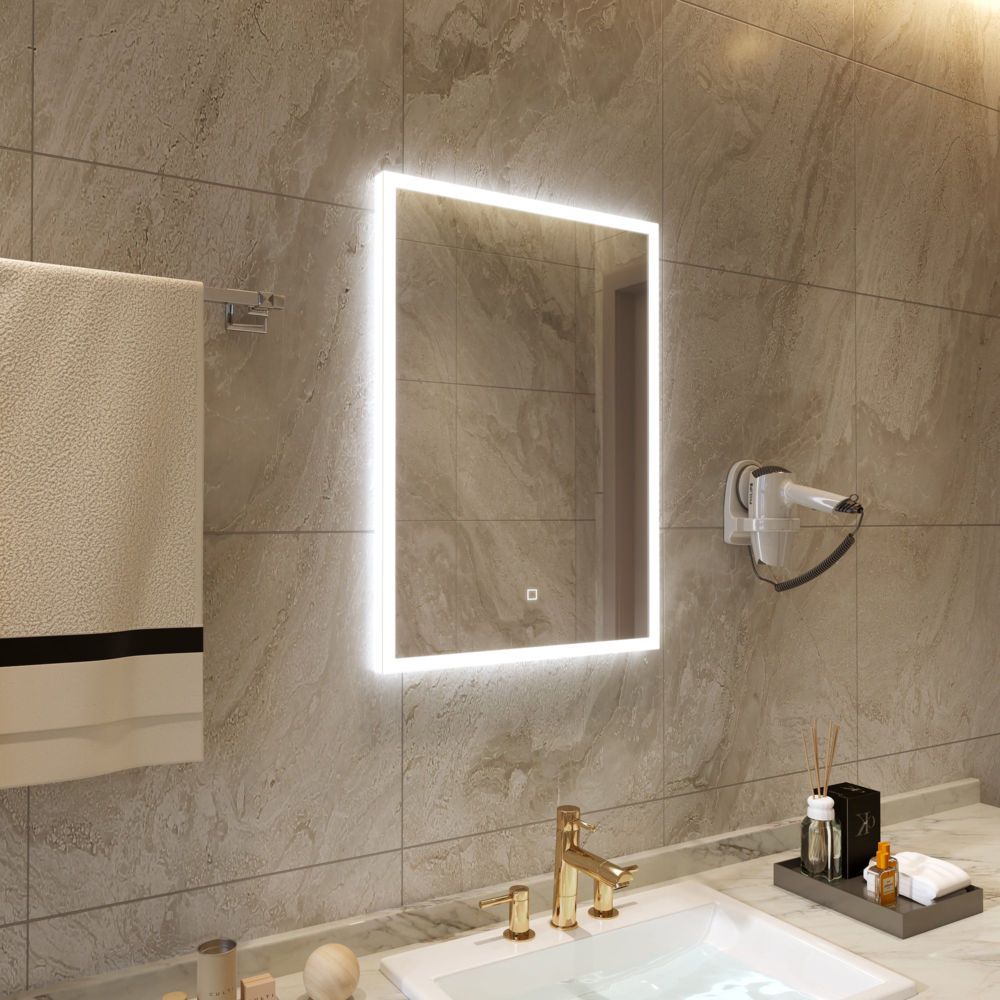 Mirror with indirect lighting SLOPE 60x80 cm